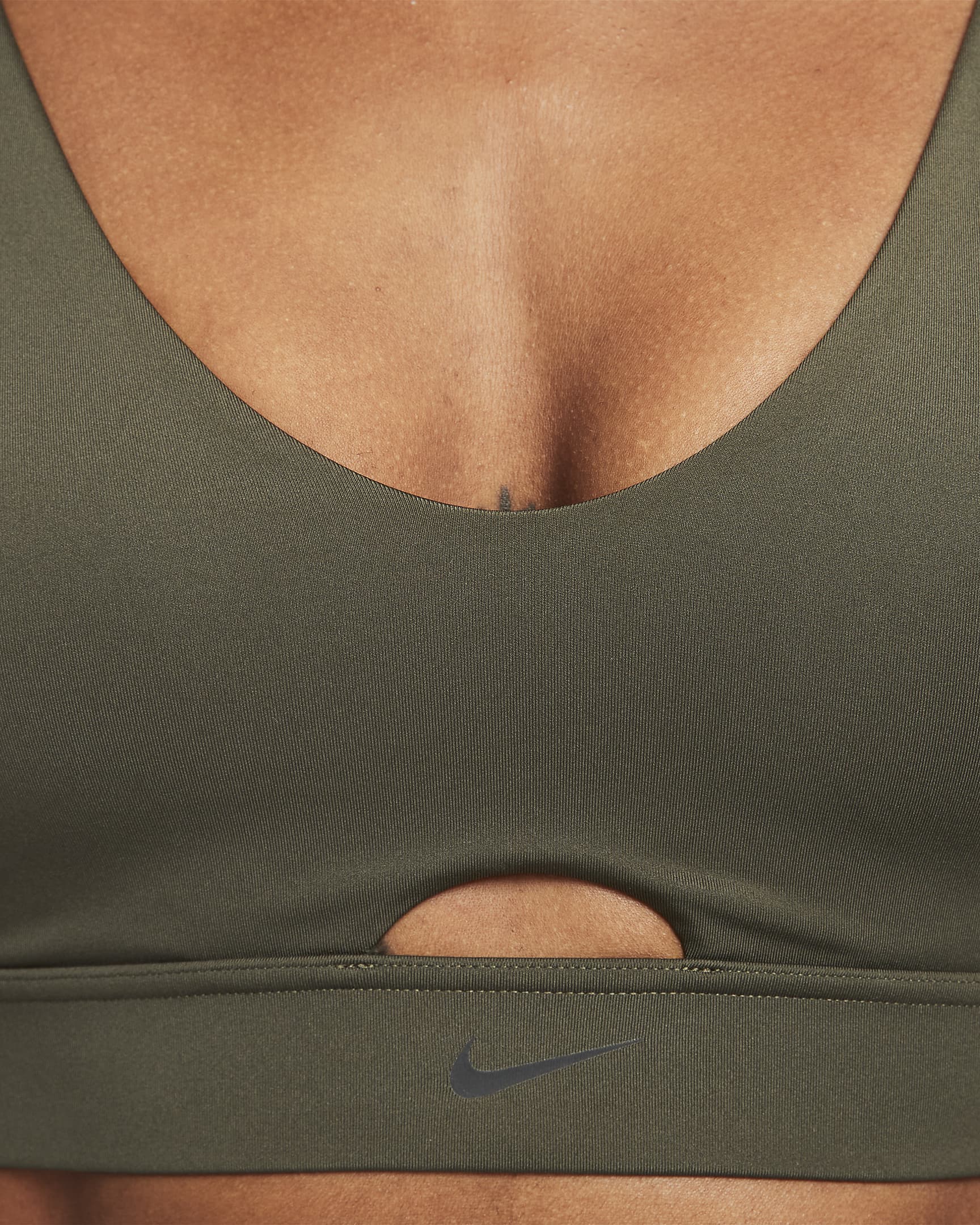 Nike Indy Plunge Cutout Women's Medium-Support Padded Sports Bra - Cargo Khaki/Black