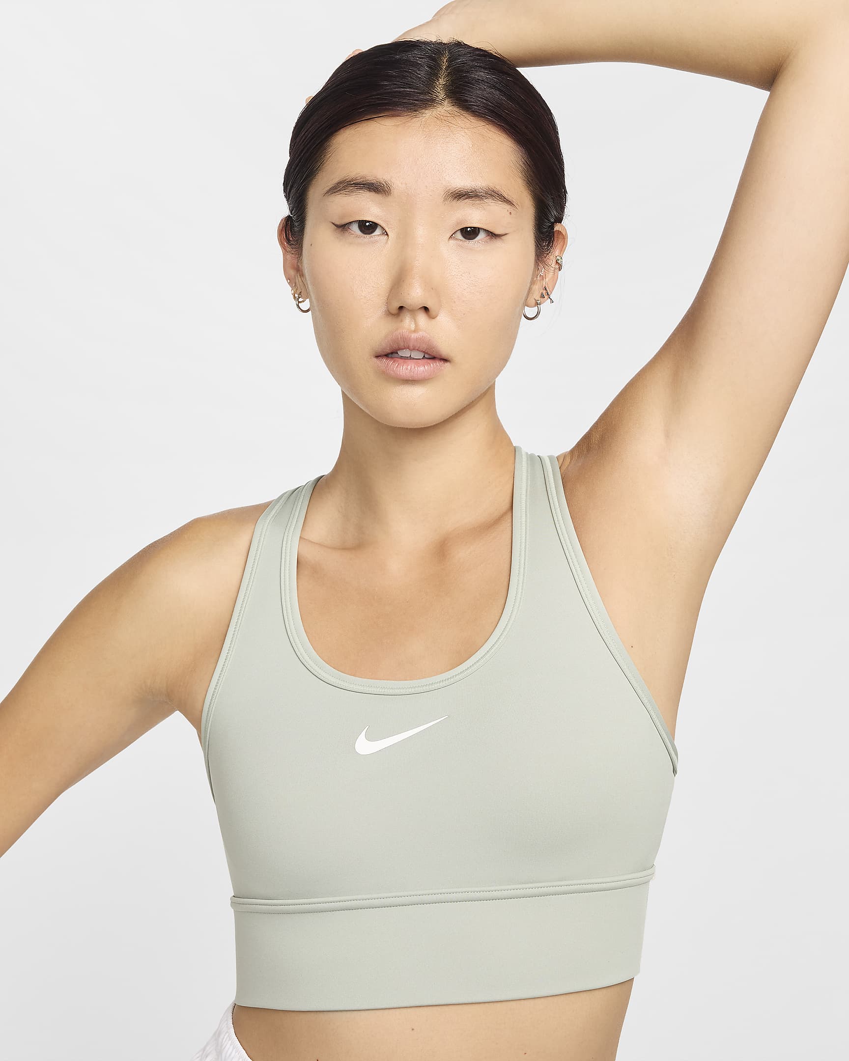 Nike Swoosh Medium-Support Women's Padded Longline Sports Bra - Jade Horizon/Jade Horizon/White