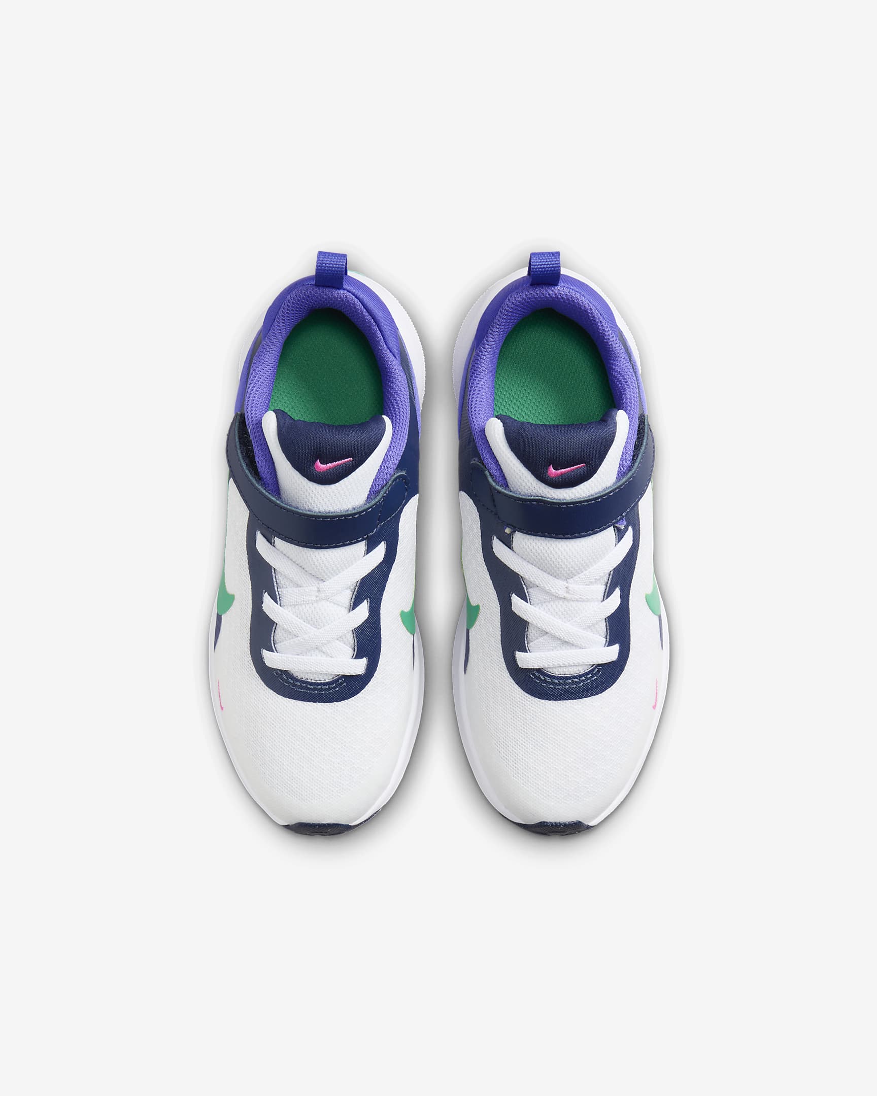 Nike Revolution 7 Younger Kids' Shoes - White/Persian Violet/Midnight Navy/Stadium Green