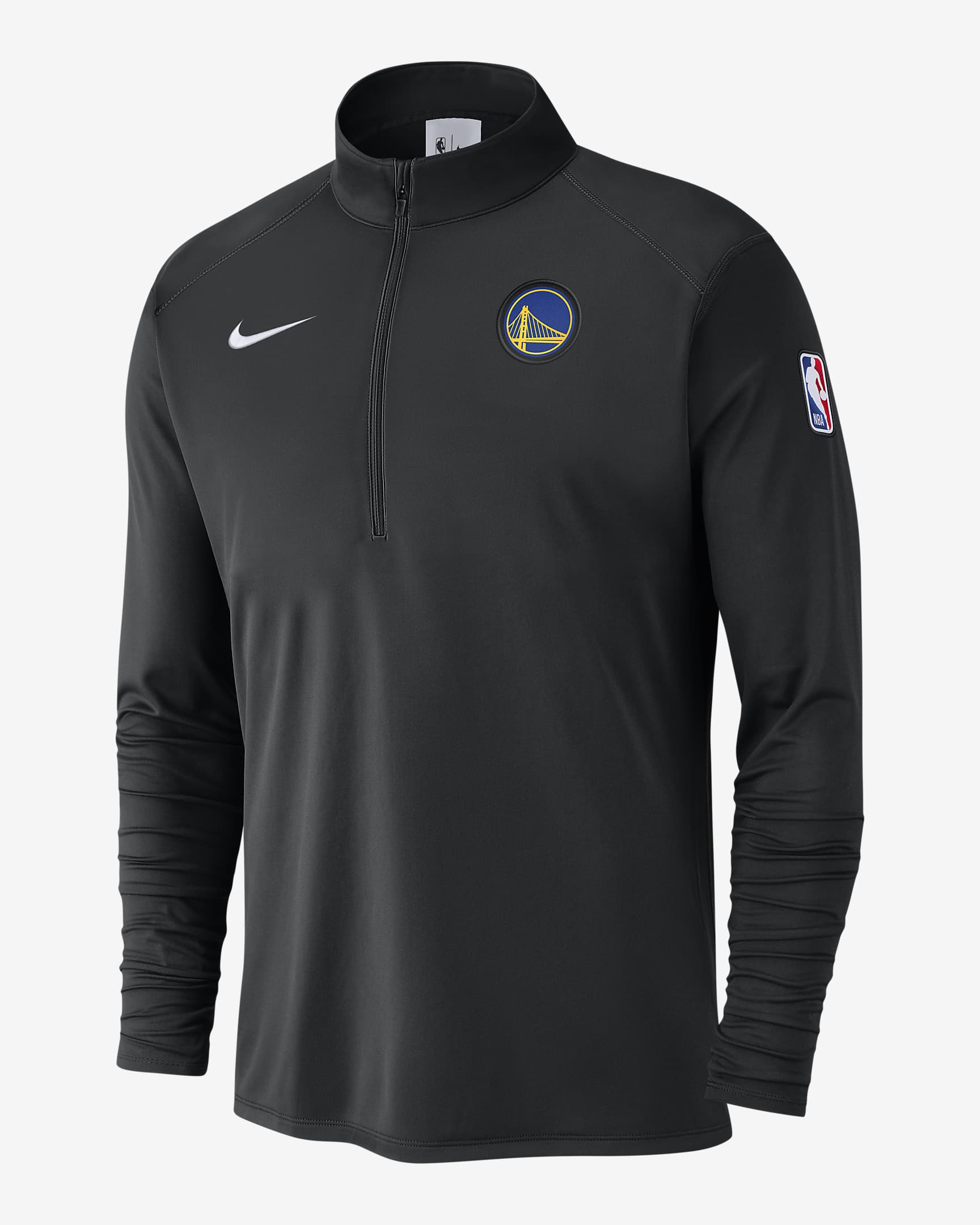 Golden State Warriors Men's Nike NBA 1/2-Zip Long-Sleeve Top - Black/Black/White