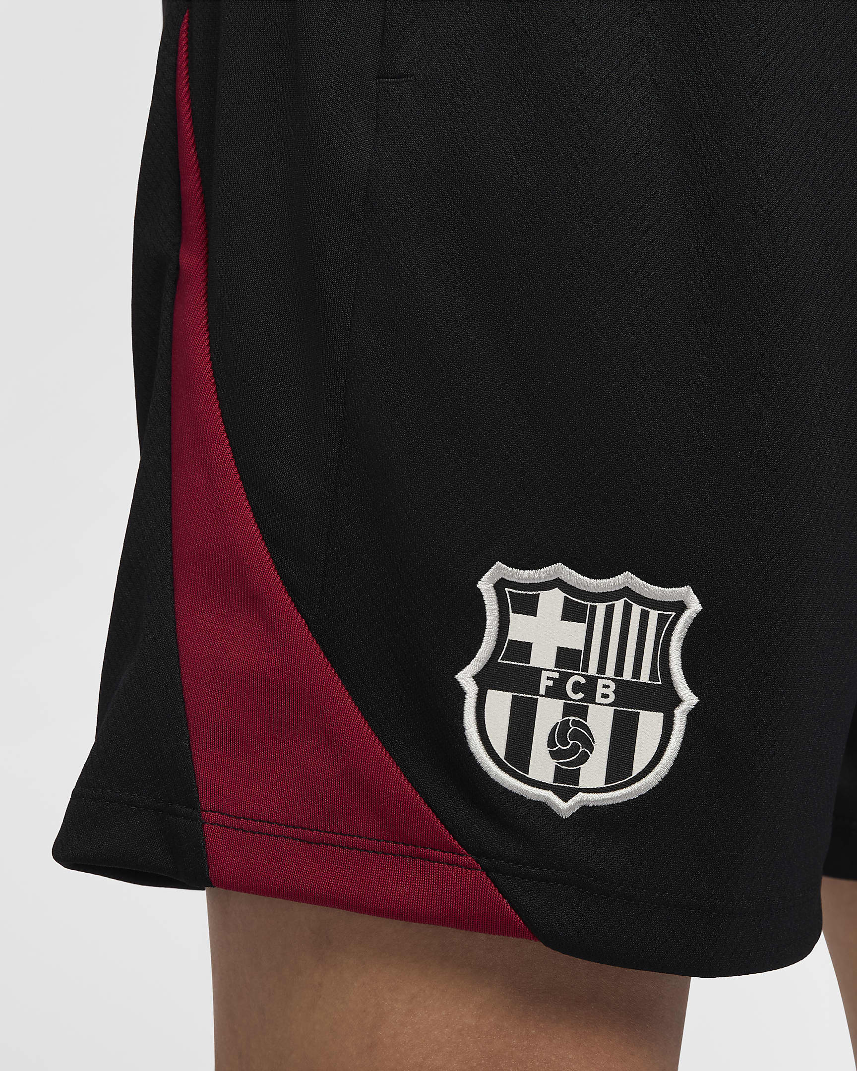 FC Barcelona Strike Nike Dri-FIT Strick-Fußballshorts für Herren - Schwarz/Noble Red/Deep Royal Blue/Light Orewood Brown