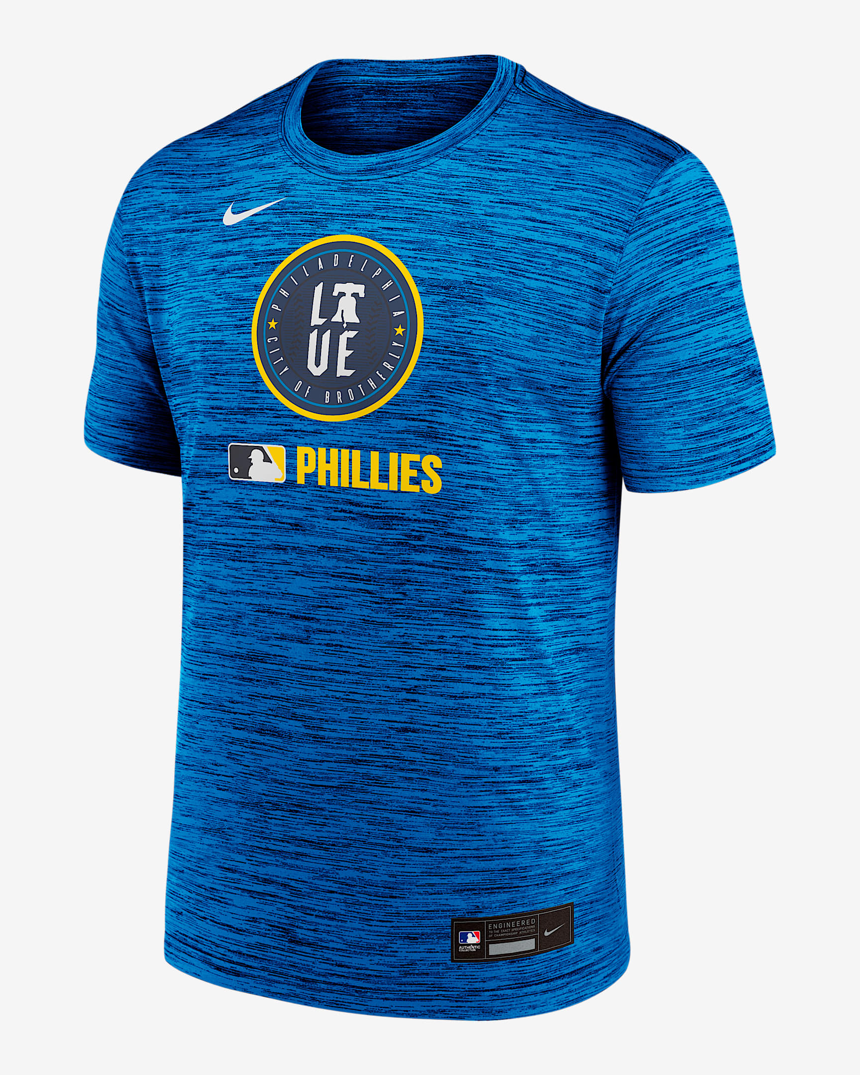 Playera Nike Dri-FIT de la MLB para hombre Philadelphia Phillies Authentic Collection City Connect Velocity - Azul claro