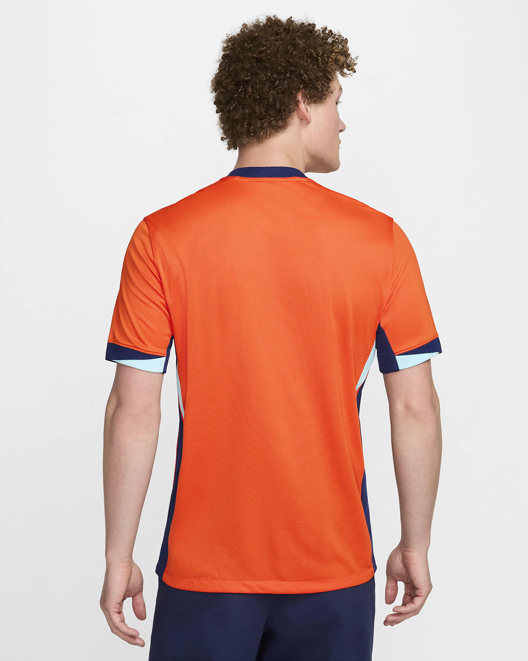 Fotbollströja Nederländerna (damer) 2024/25 Stadium (hemmaställ) Nike Dri-FIT Replica för män - Safety Orange/Blue Void/Copa/Blue Void