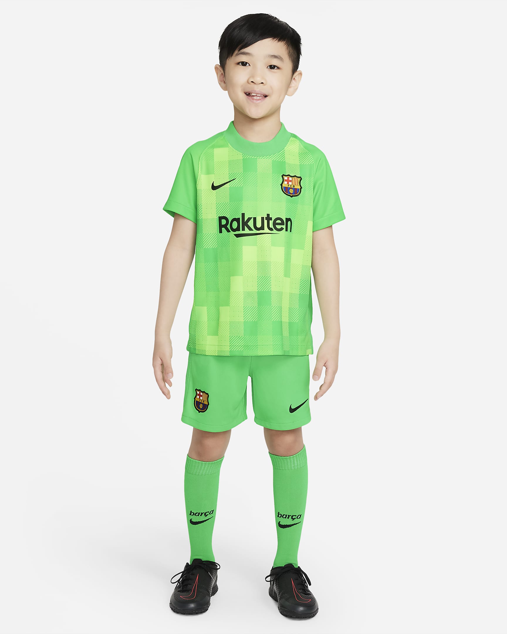 F.C. Barcelona 2021/22 Goalkeeper Younger Kids' Football Kit. Nike LU