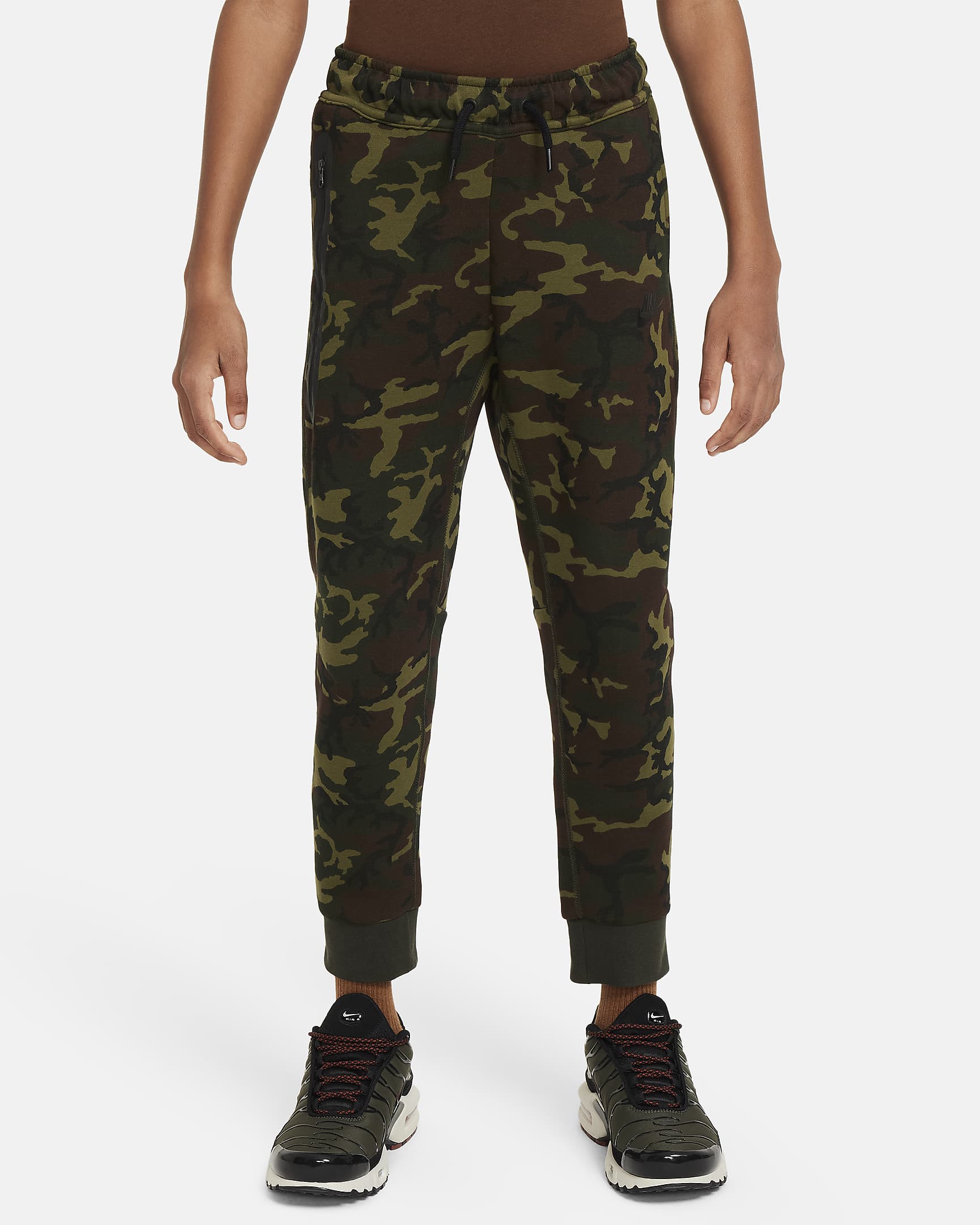 Pantaloni jogger camo Nike Sportswear Tech Fleece – Ragazzo - Nero/Sequoia/Nero