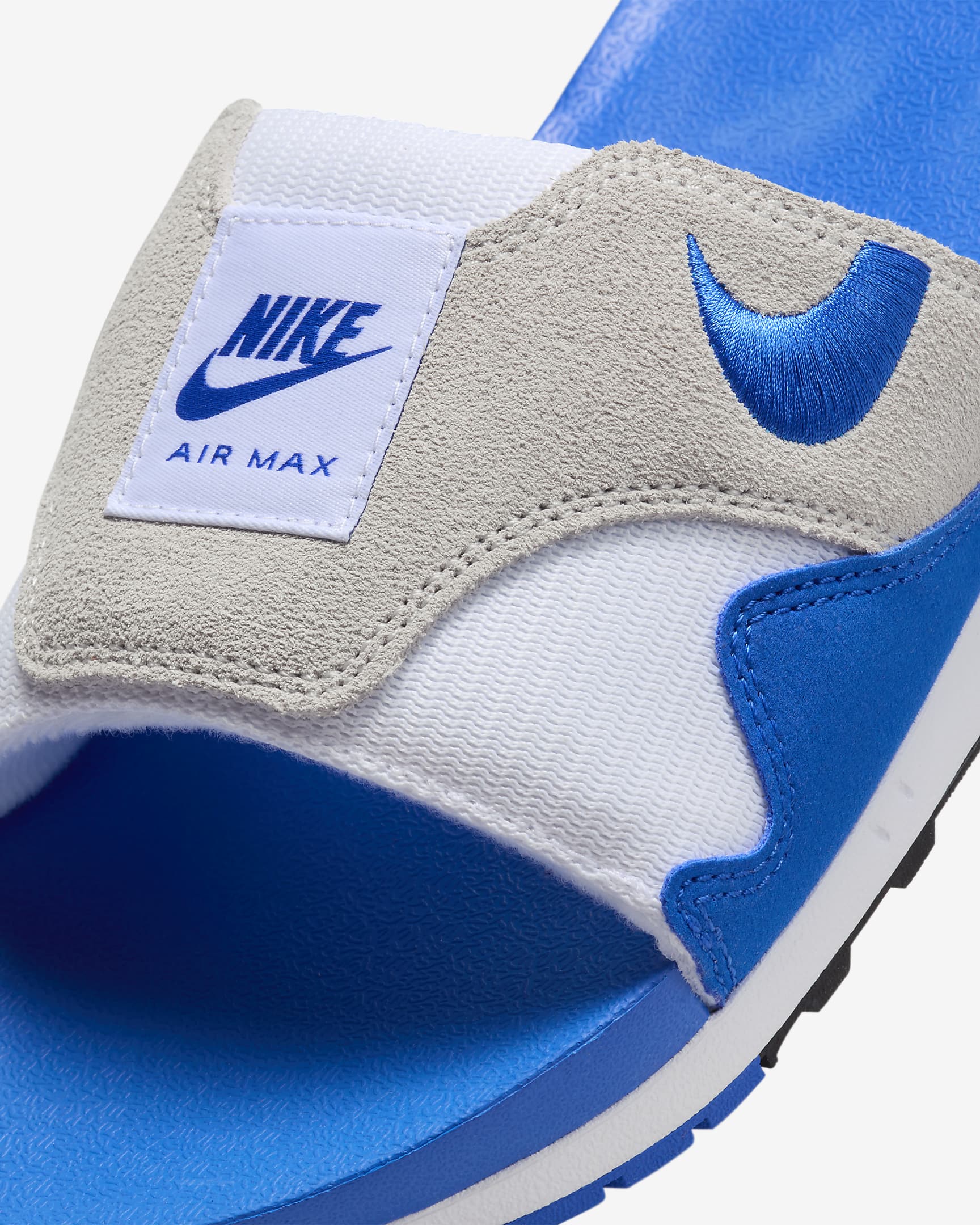 Nike Air Max 1 Men's Slides - White/Black/Light Neutral Grey/Royal Blue