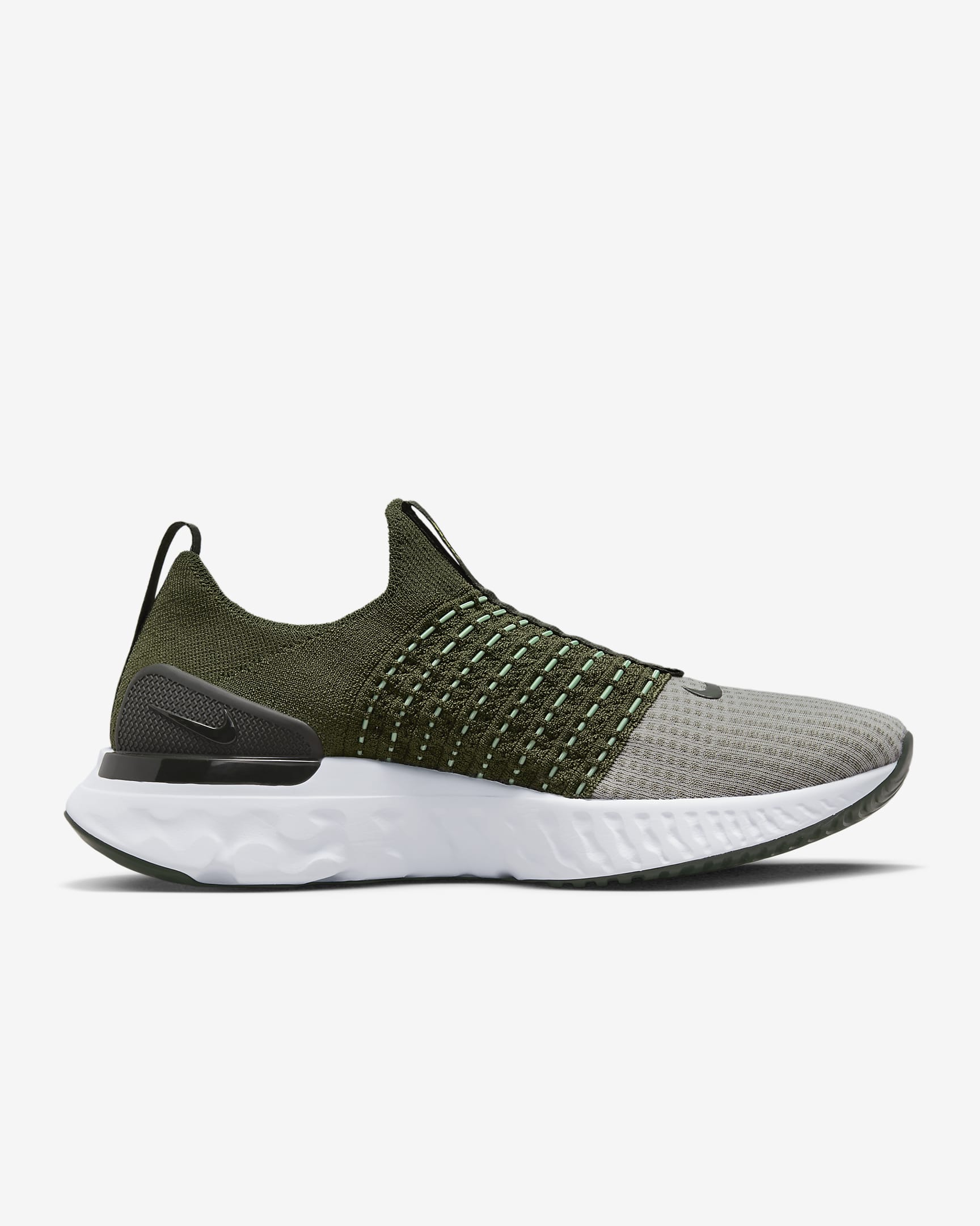 Nike React Phantom Run Flyknit 2 Men's Road Running Shoes - Rough Green/Sequoia/Enamel Green/Yellow Strike