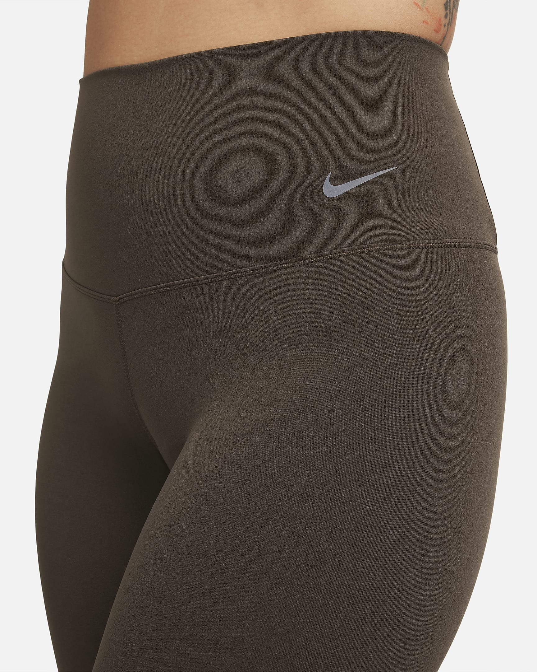 Nike Zenvy leggings i 7/8 lengde med lett støtte og høyt liv til dame - Baroque Brown/Svart