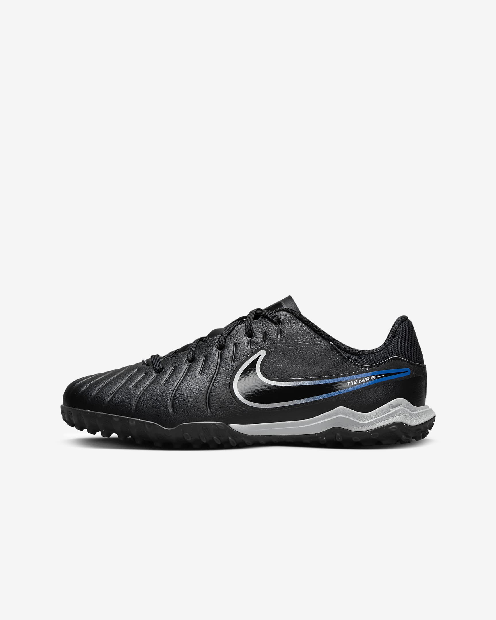 Nike Jr. Tiempo Legend 10 Academy Little/Big Kids' Turf Low-Top Soccer Shoes - Black/Hyper Royal/Chrome