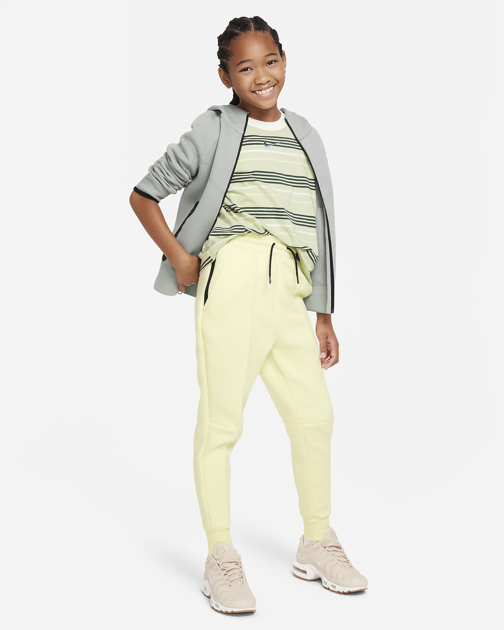 Nike Sportswear Tech Fleece Big Kids' (Girls') Joggers - Luminous Green/Black/Black