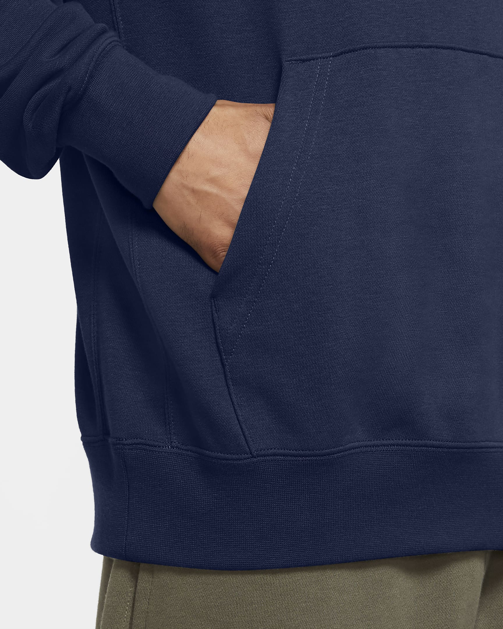 Nike Sportswear Club-pullover-hættetrøje til mænd - Midnight Navy/Midnight Navy/hvid