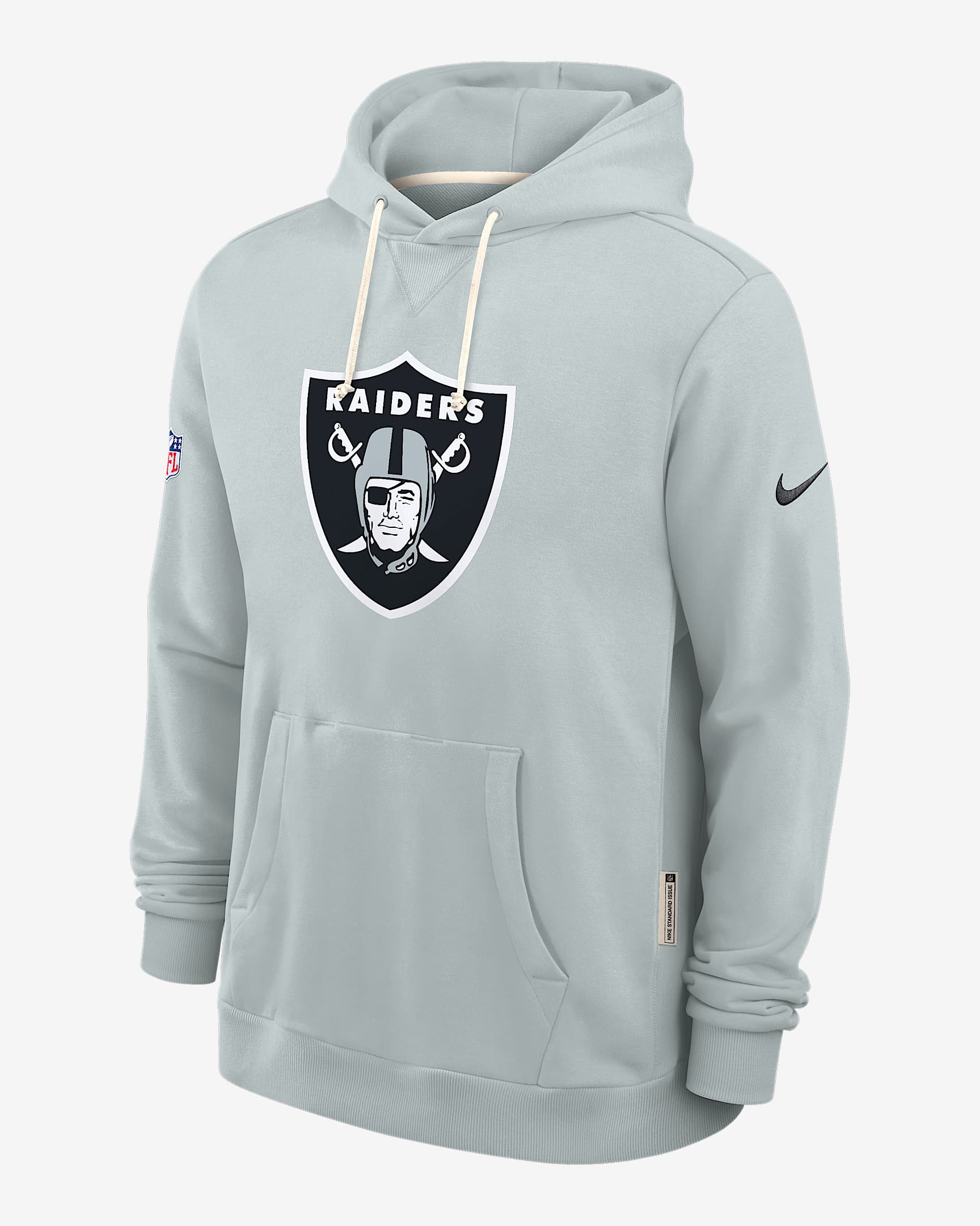 Sudadera con gorro sin cierre Nike Dri-FIT de la NFL para hombre Las Vegas Raiders Initial Home Sideline - Plata