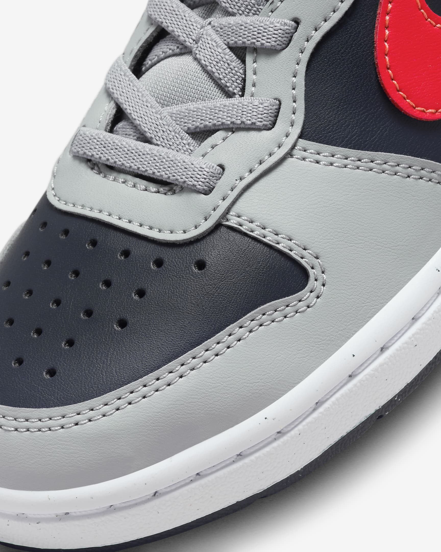 Nike Court Borough Low Recraft Younger Kids' Shoes - Light Smoke Grey/Dark Obsidian/White/Bright Crimson