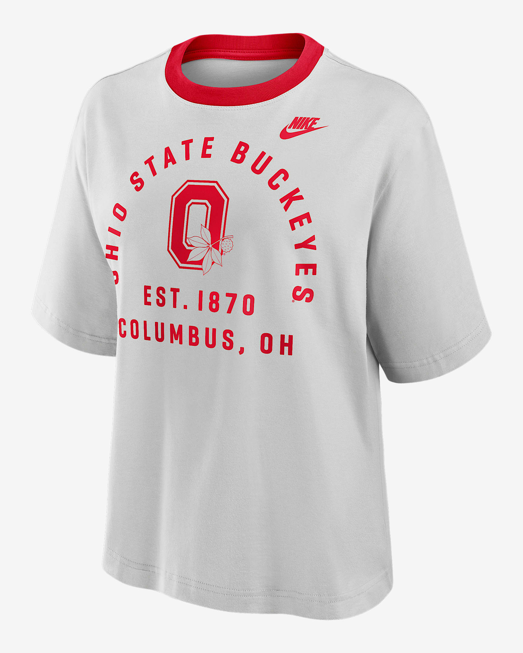 Ohio State Legacy Arch Script Boxy Women's Nike College T-Shirt - Photon Dust