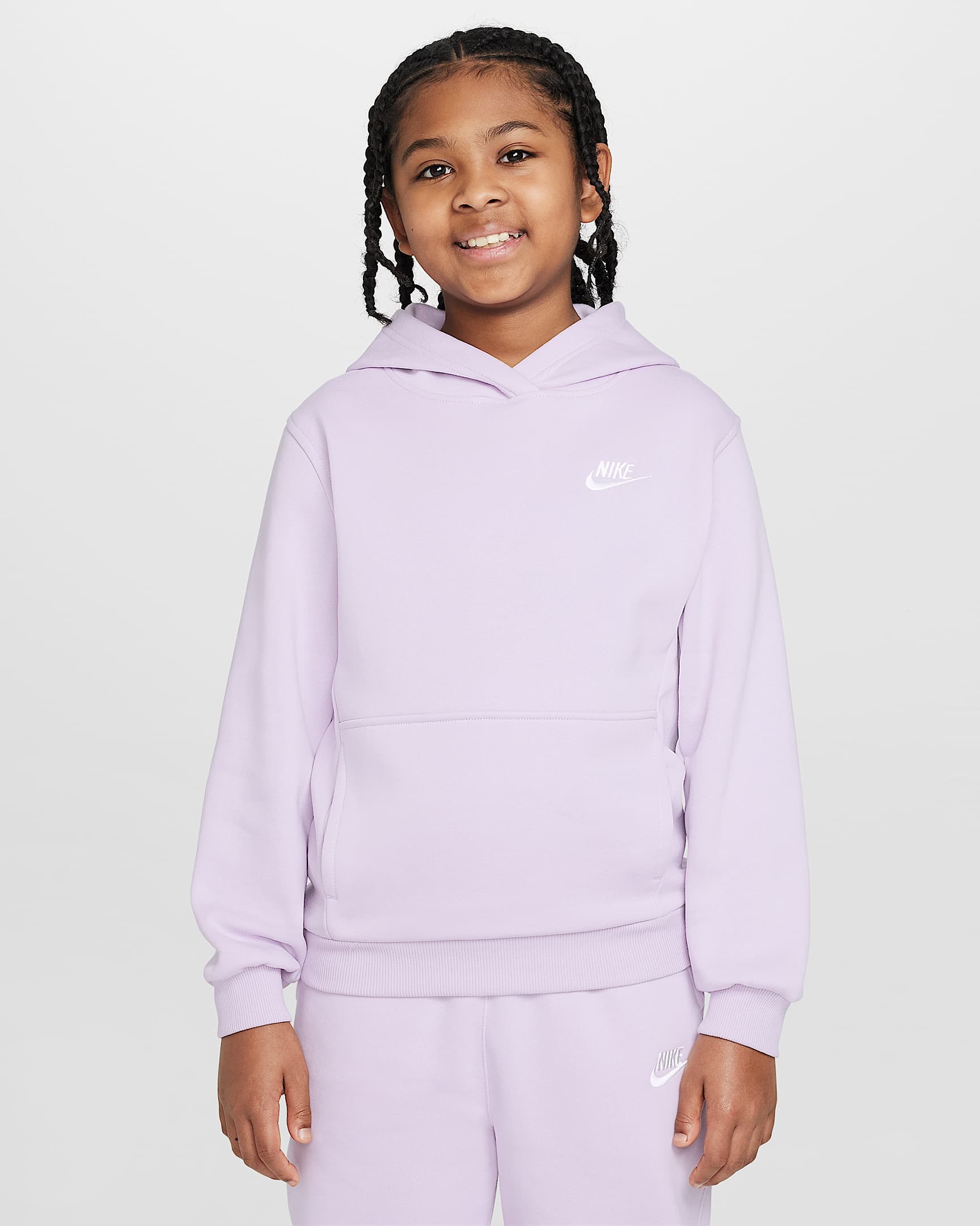 Nike Sportswear Club Fleece Big Kids' Pullover Hoodie - Doll/White