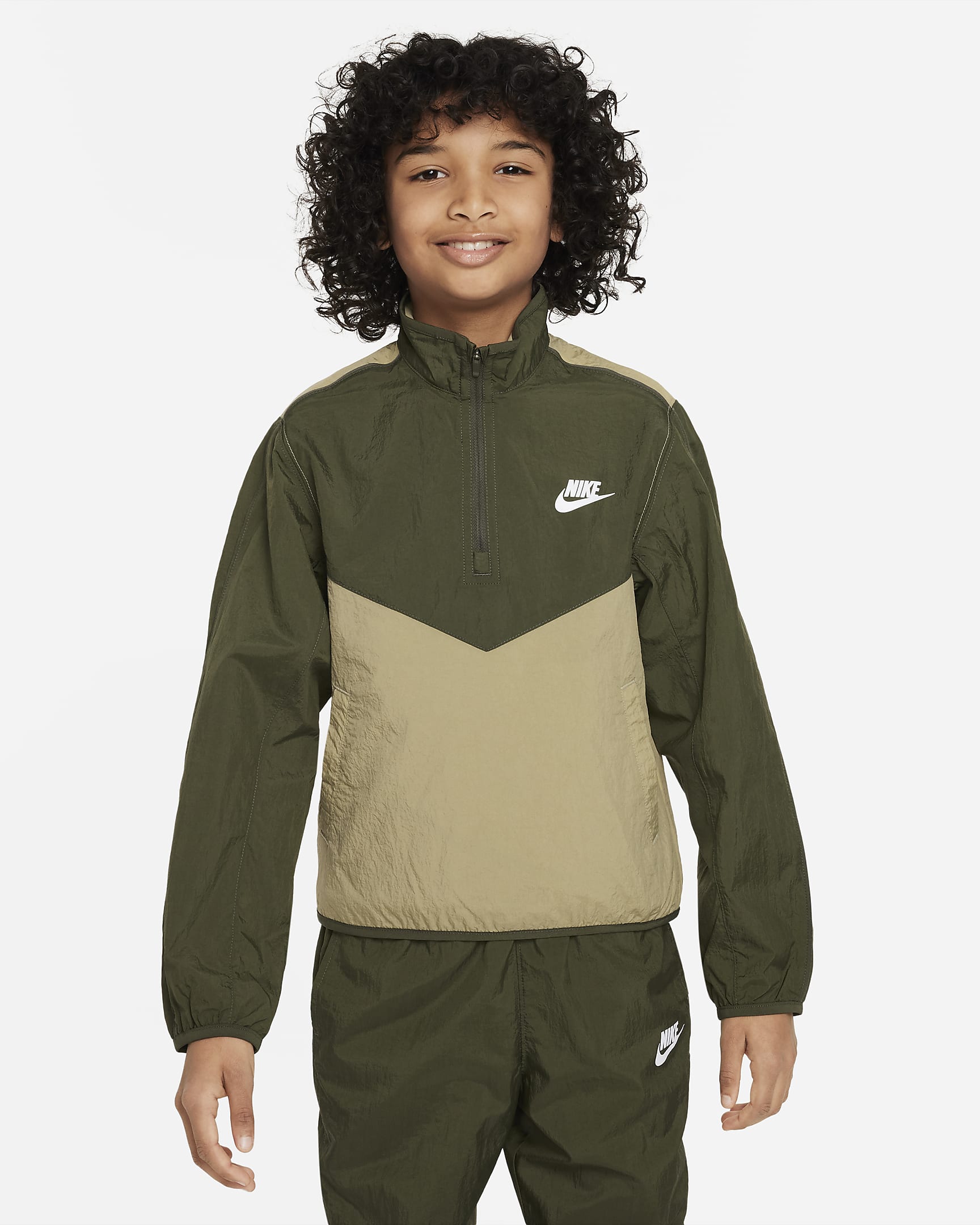 Nike Sportswear Older Kids' Tracksuit - Cargo Khaki/Neutral Olive/White