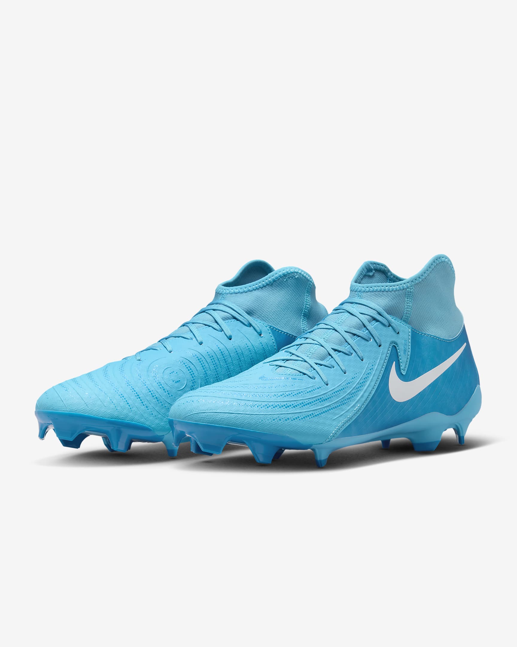 Nike Phantom Luna 2 Academy MG High-Top Soccer Cleats - Blue Fury/White