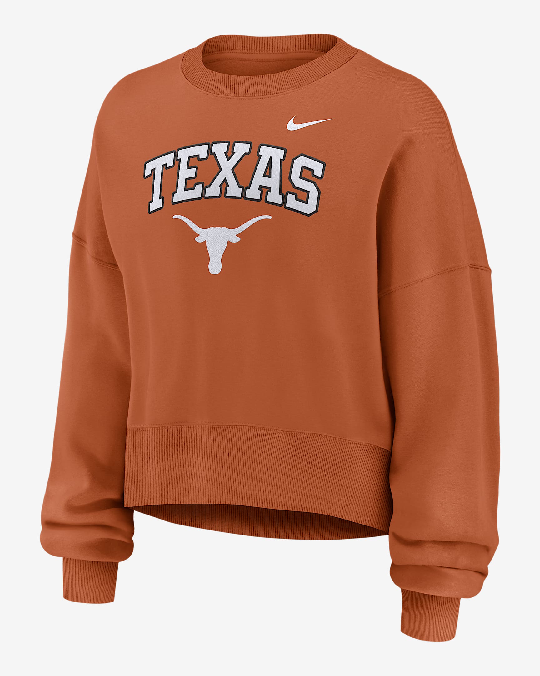 Sudadera de cuello redondo sin cierre universitaria Nike para mujer Texas Phoenix Arch - Naranja quemado