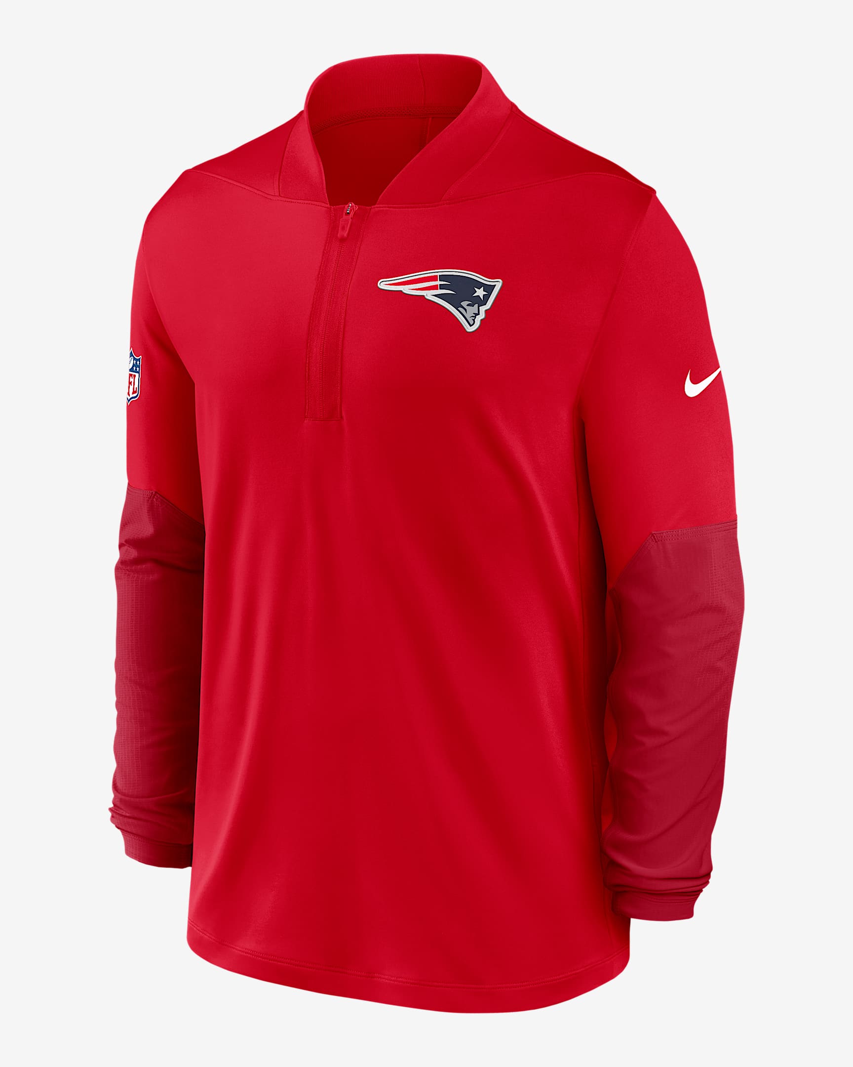 New England Patriots Feel The Pressure Men's Nike Dri-FIT NFL 1/2-Zip Top - Red