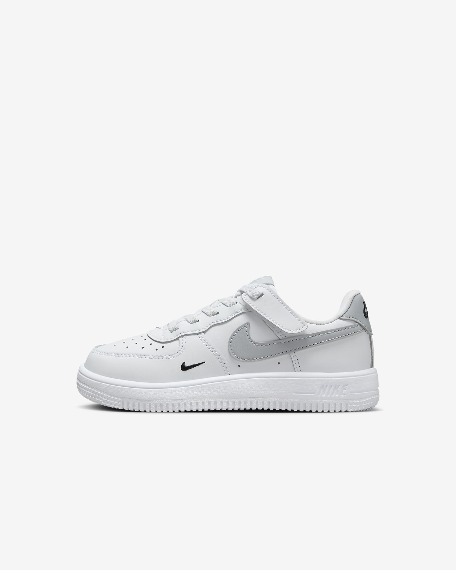 Nike Force 1 Low EasyOn Younger Kids' Shoes - White/Black/Wolf Grey