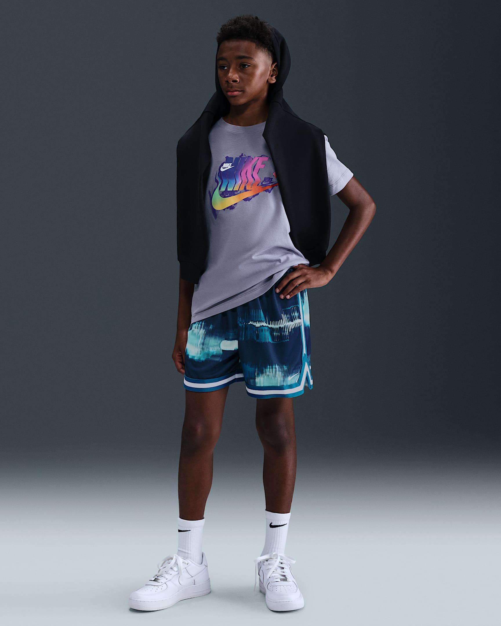 Nike DNA Big Kids' (Boys') Dri-FIT 5" Basketball Shorts - Green Abyss/White