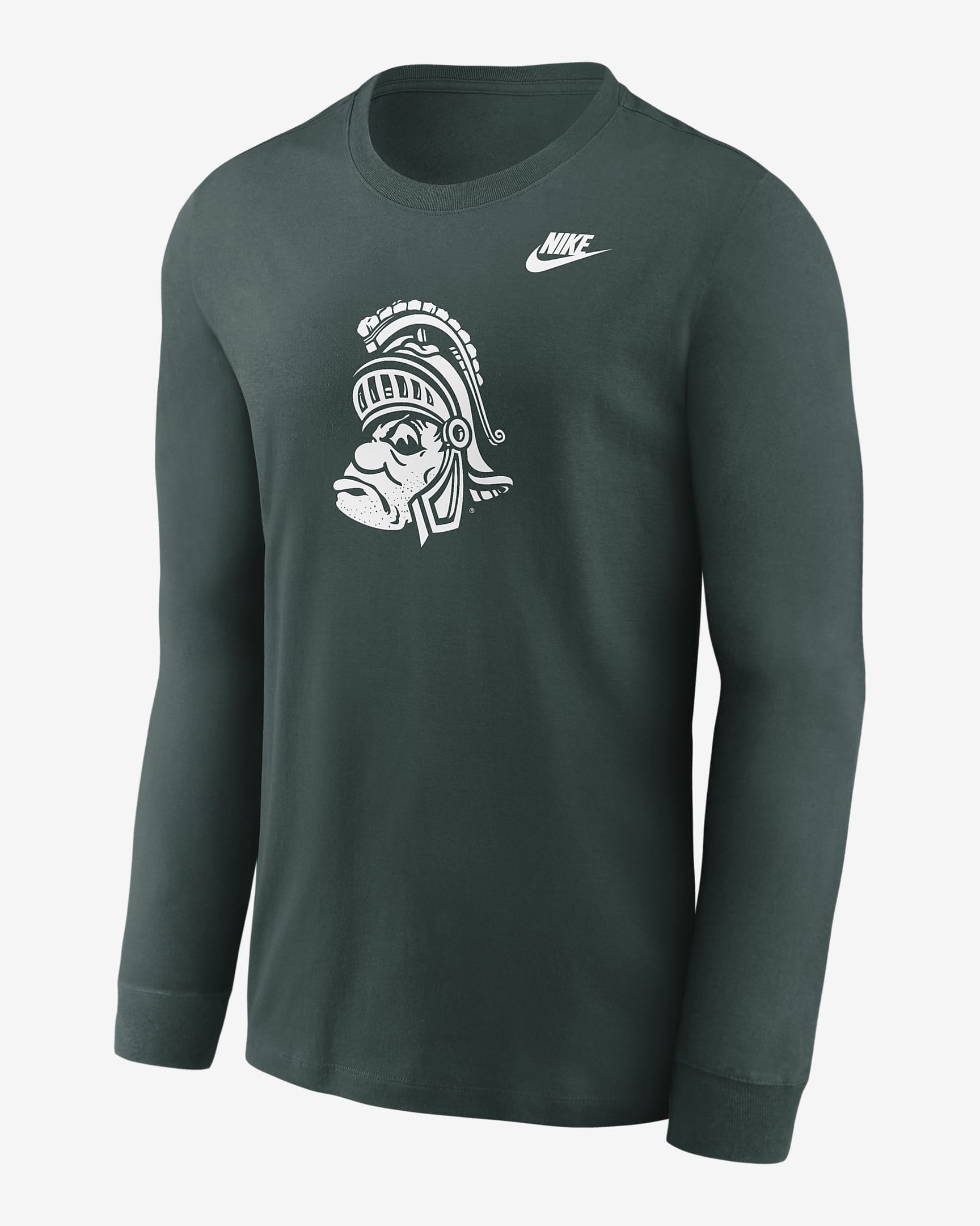 Michigan State Spartans Legacy Primary Logo Men's Nike College Long-Sleeve T-Shirt - Pro Green