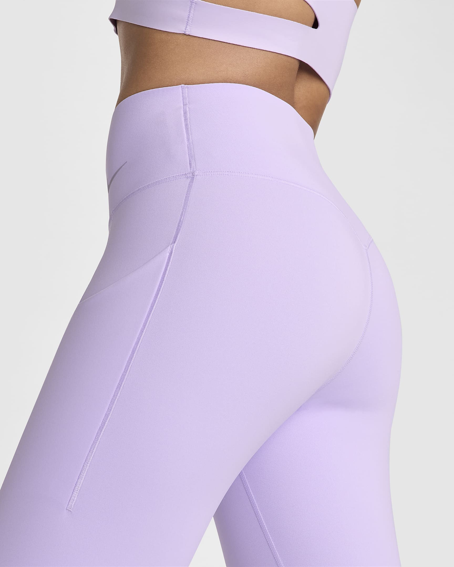 Nike Universa Women's Medium-Support Mid-Rise 7/8 Leggings with Pockets - Lilac Bloom/Black