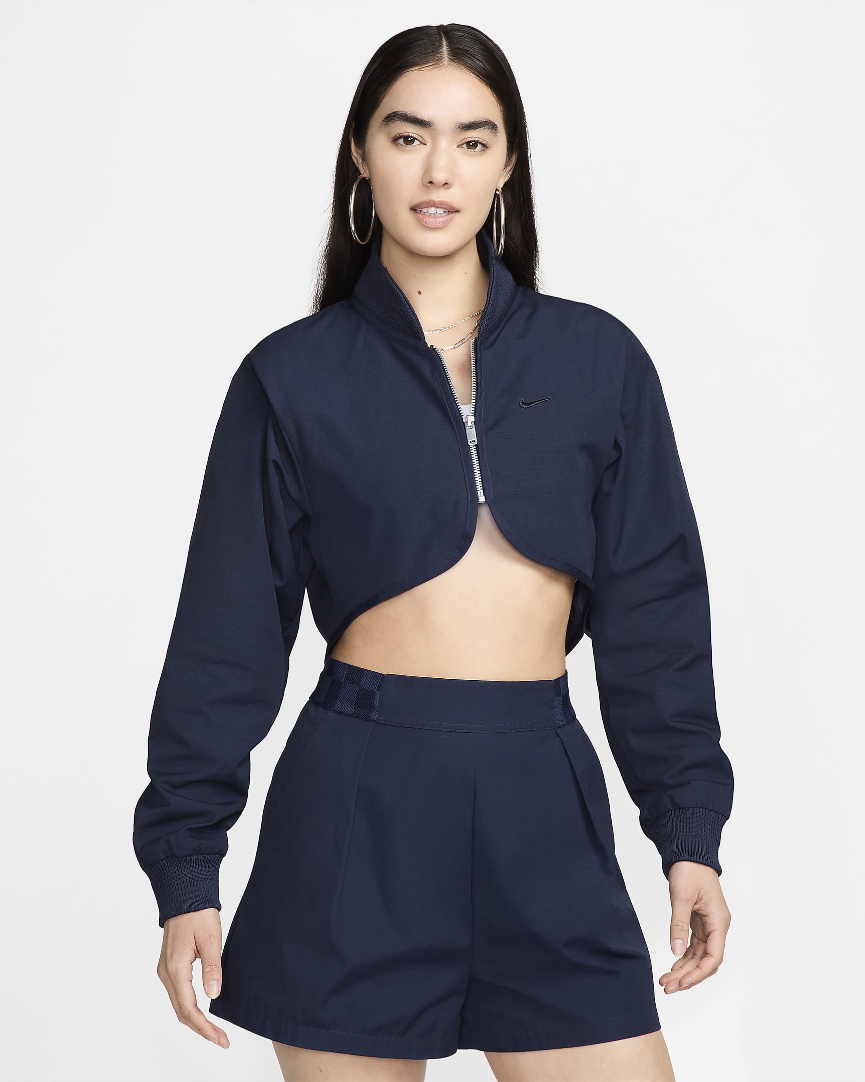 Nike Sportswear Collection Women's Cropped Full-Zip Jacket - Obsidian/Black