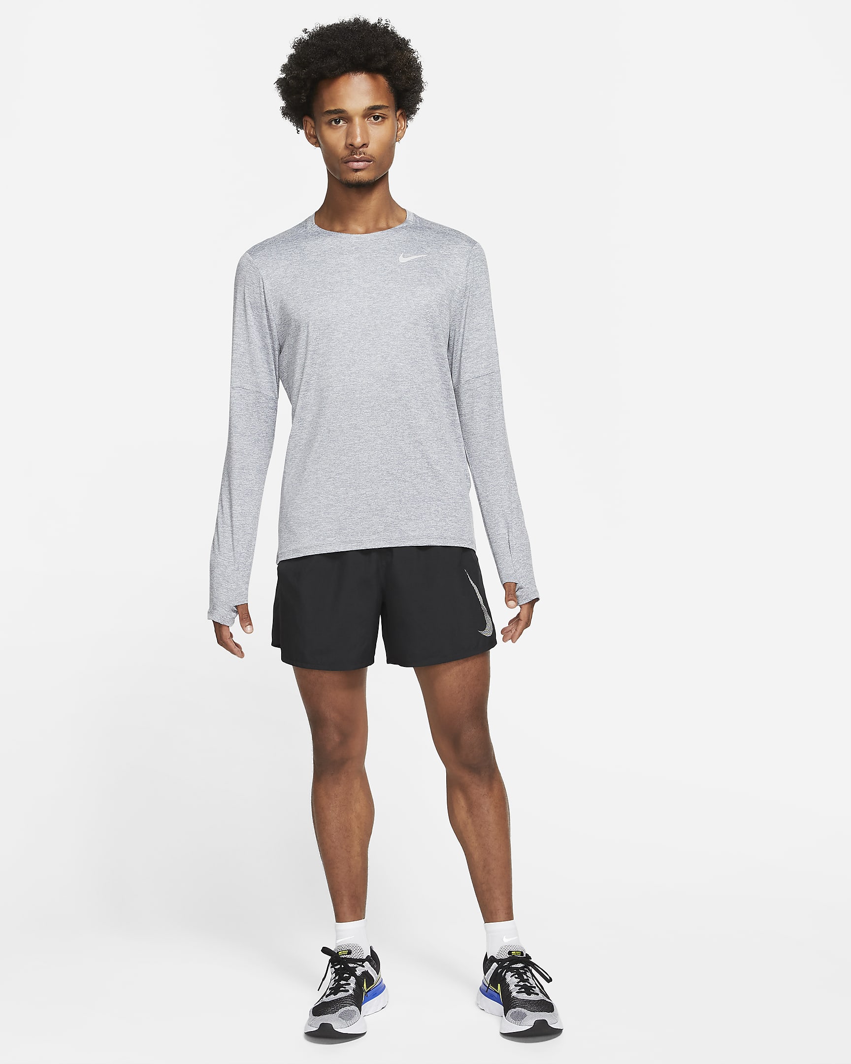 Nike Element Men's Dri-FIT Running Crew Top - Smoke Grey/Grey Fog/Heather