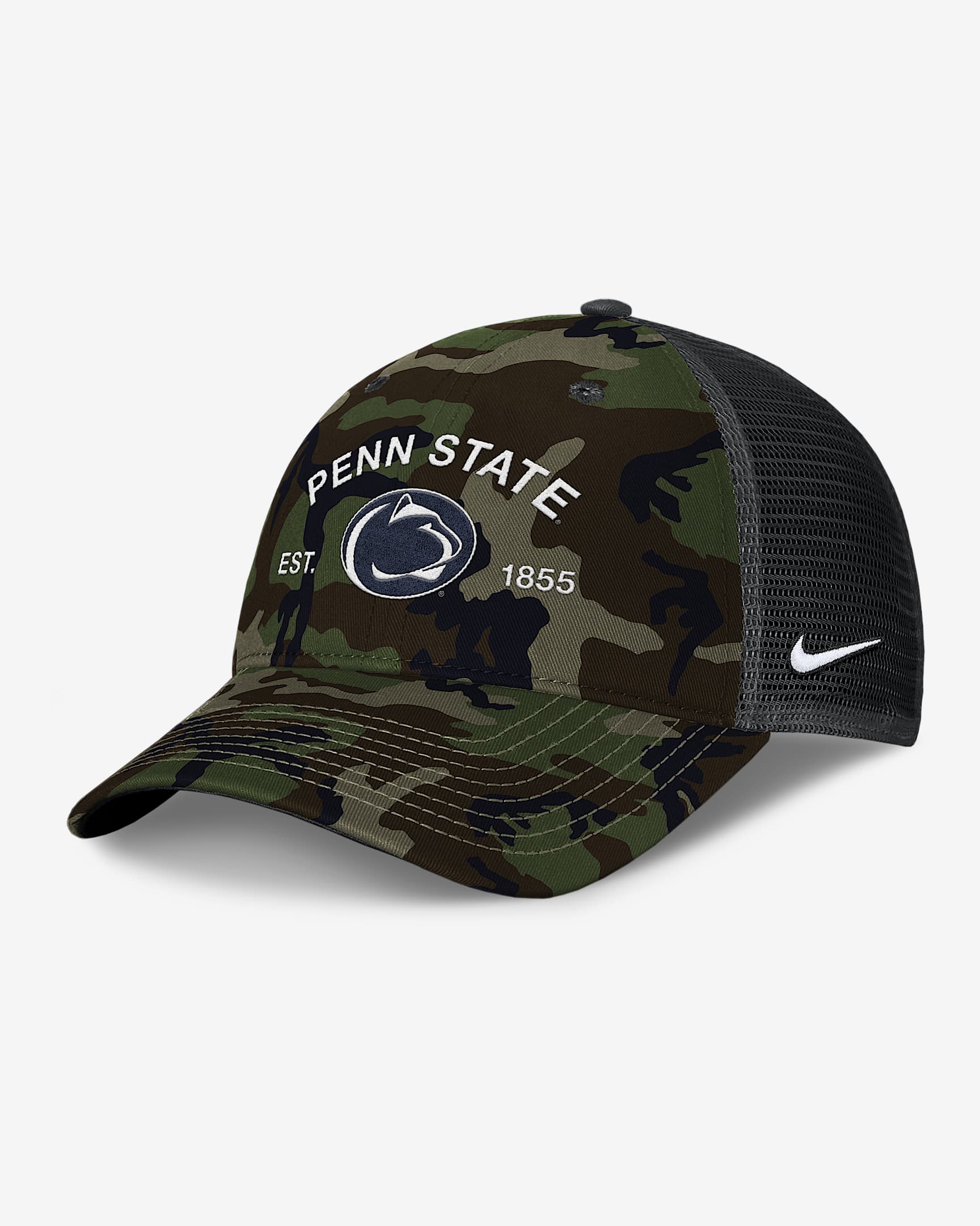 Penn State 2025 Military Appreciation Rise Men's Nike College Trucker Adjustable Hat - Olive
