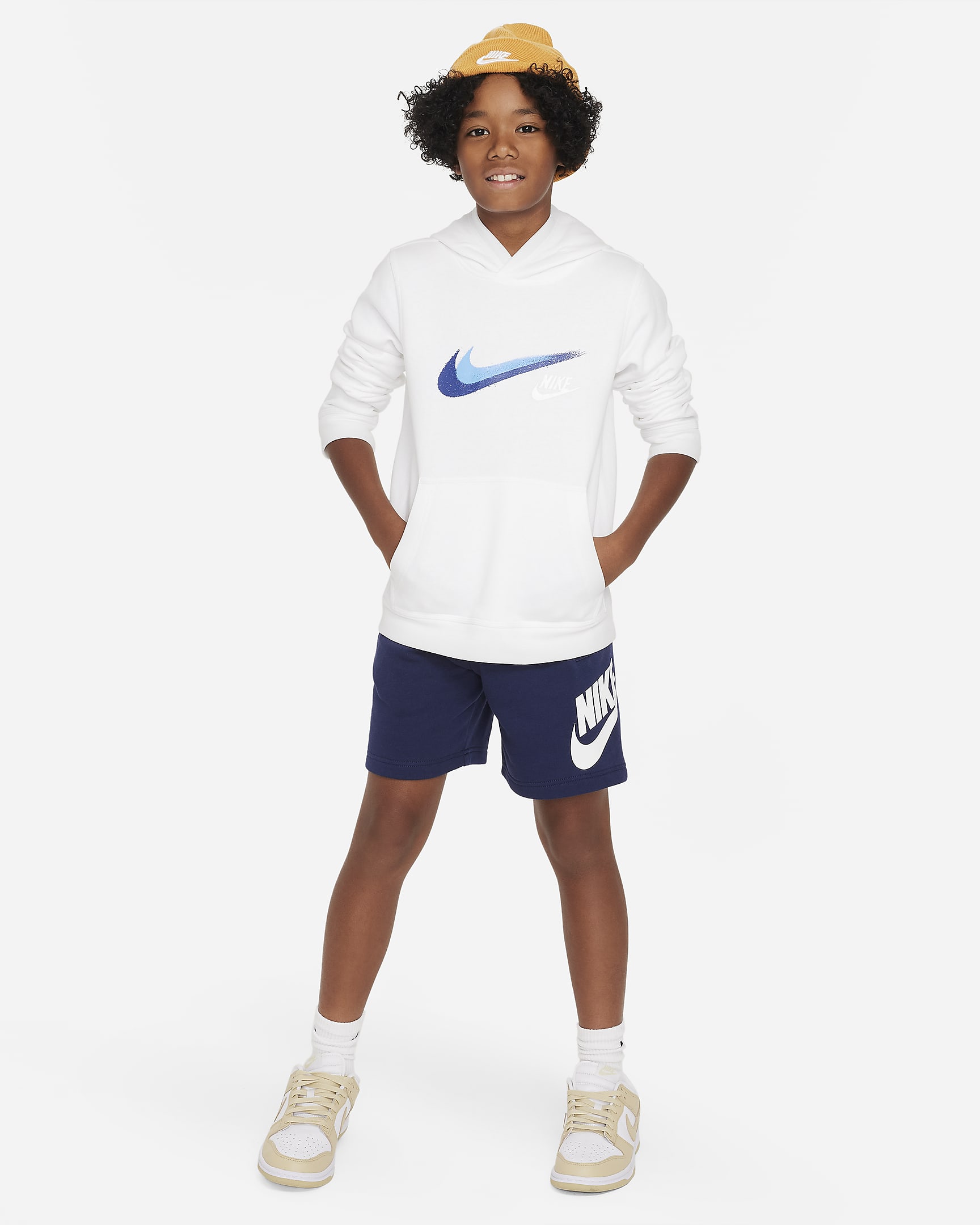 Nike Sportswear Older Kids' (Boys') Fleece Pullover Graphic Hoodie - White