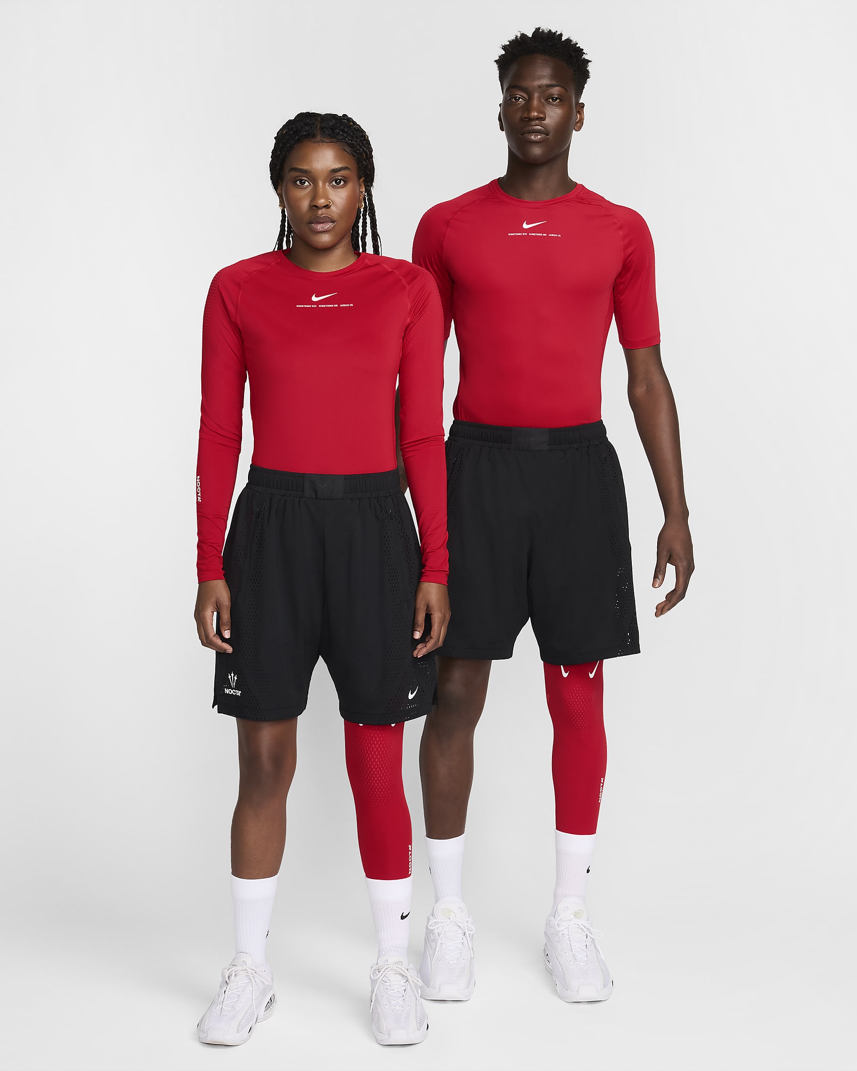 NOCTA Single-Leg-Basketball-Tights für Herren (links) - University Red/Weiß