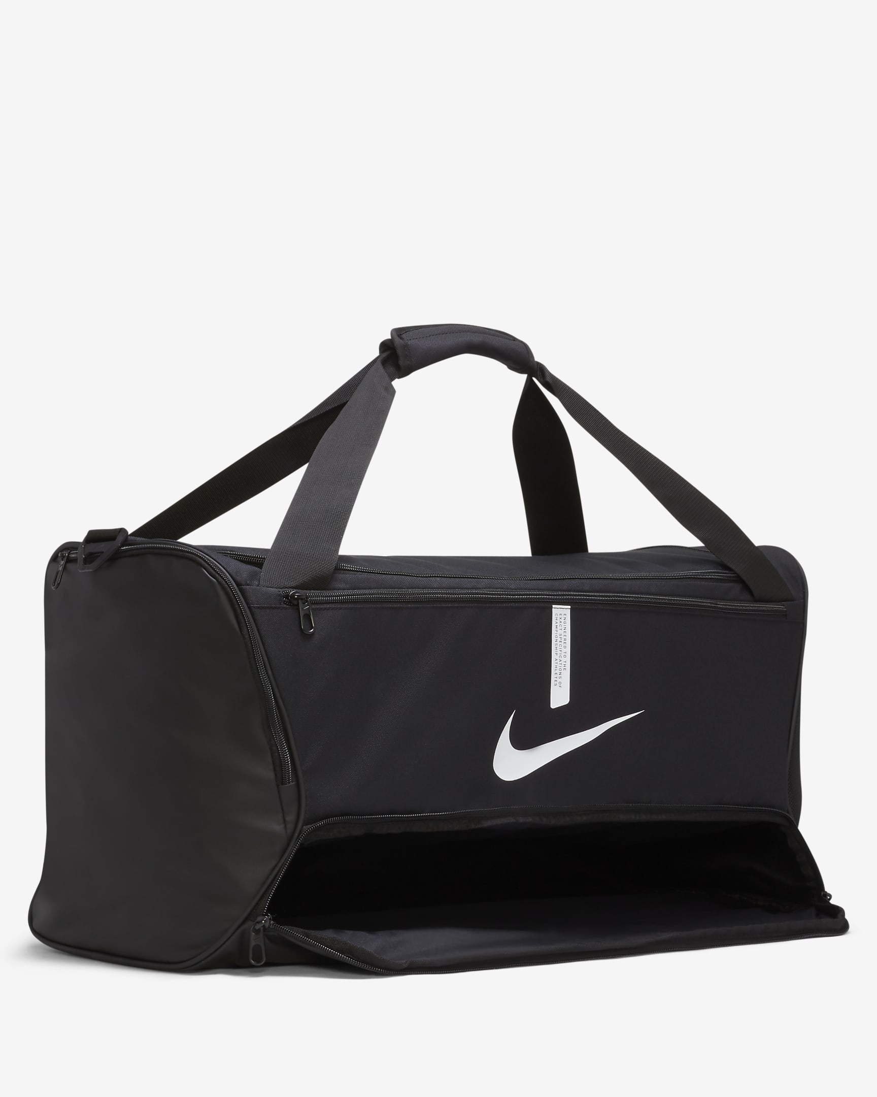 Nike Academy Team Football Duffel Bag (Medium, 60L) - Black/Black/White