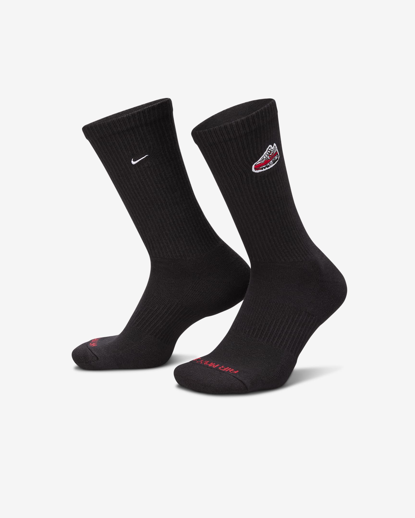 Nike Everyday Plus Cushioned Crew Socks (1 Pair) - Black/White