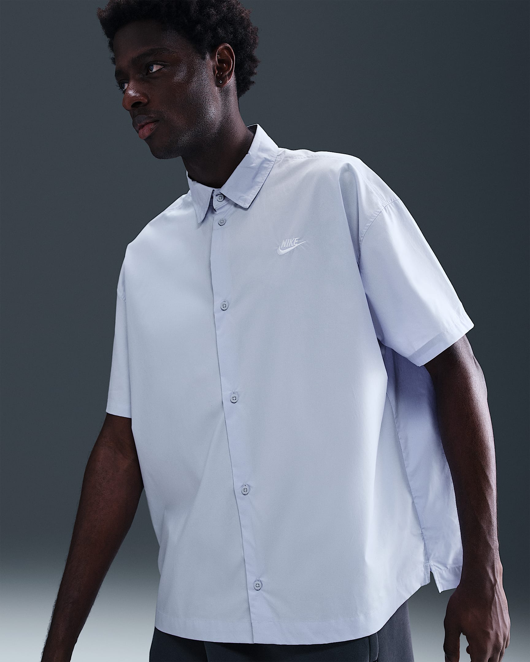 Nike Club Kısa Kollu Düğmeli Erkek Üstü - Ghost/Beyaz
