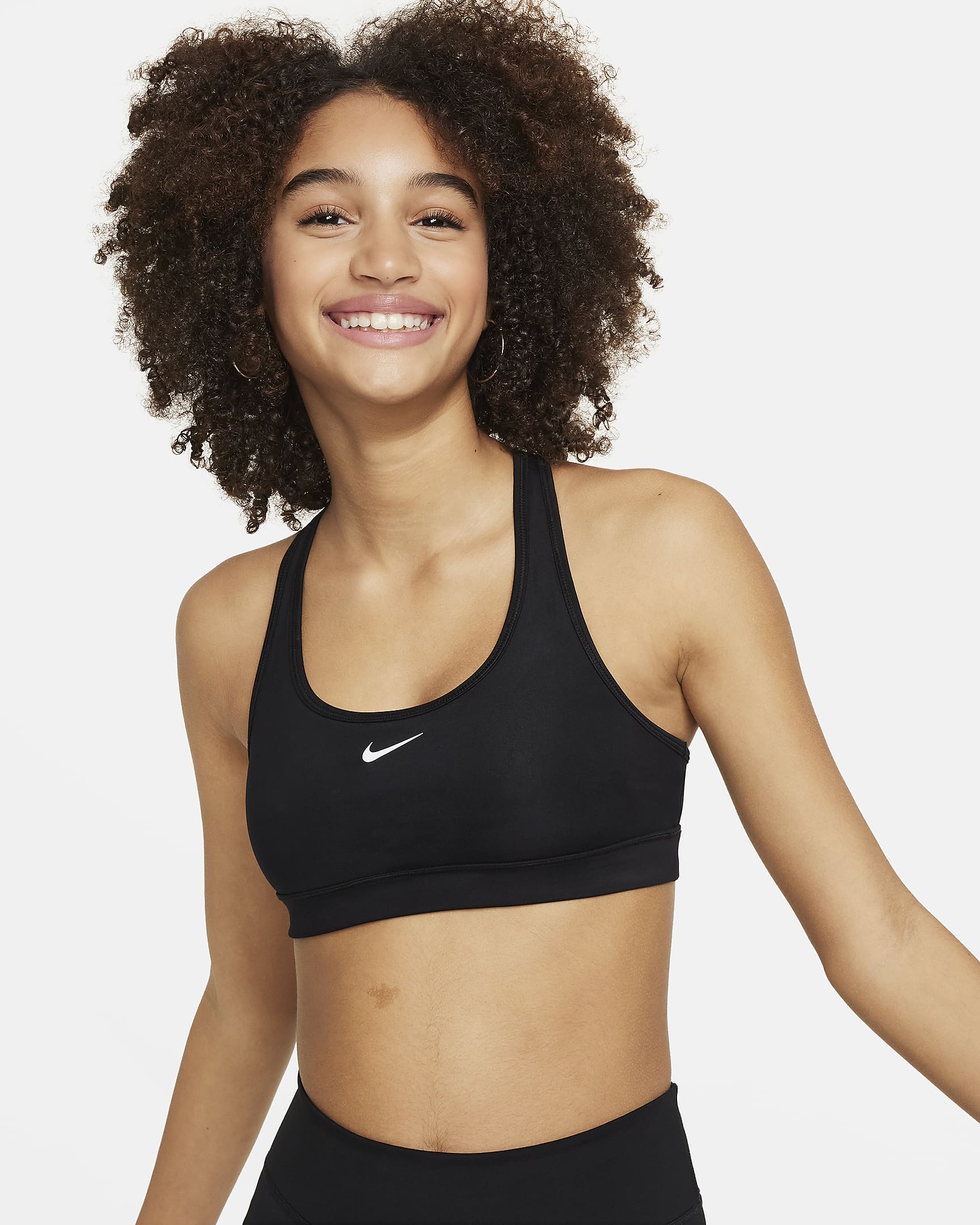 Nike Swoosh Sport-BH für ältere Kinder (Mädchen) - Schwarz/Weiß