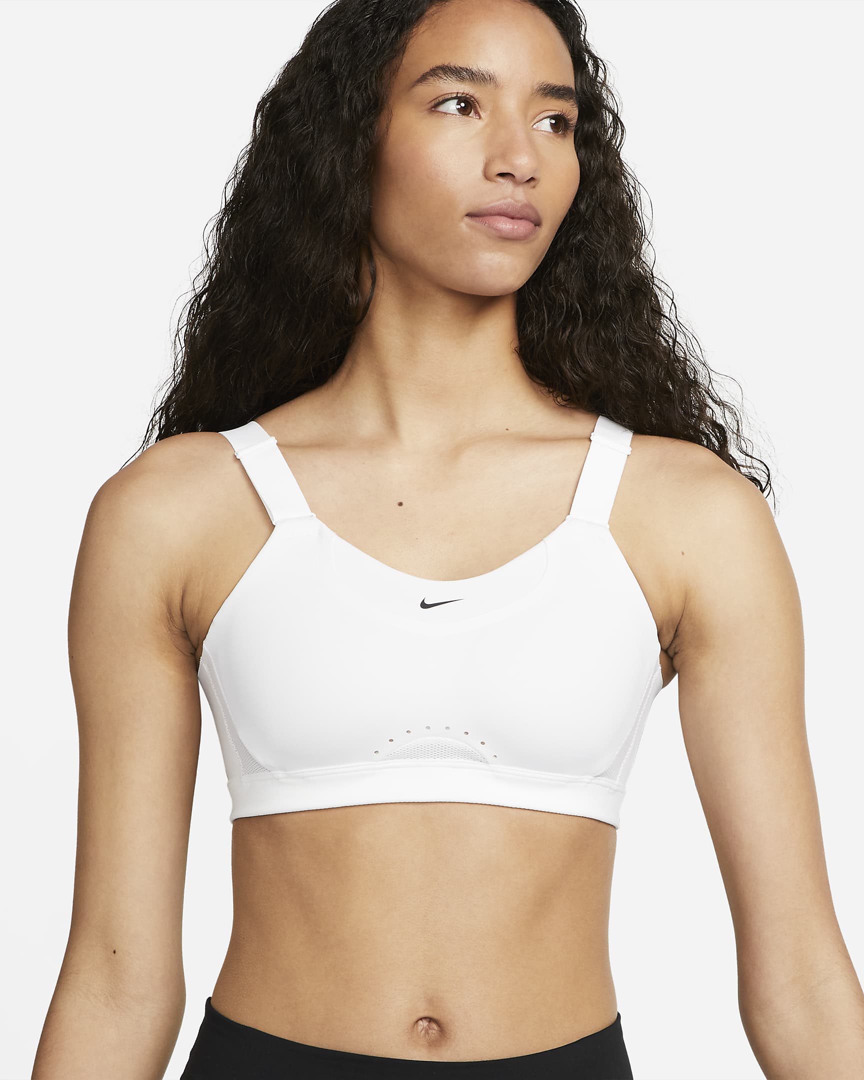 Nike Alpha Women's High-Support Padded Adjustable Sports Bra - White/White/Stone Mauve/Black