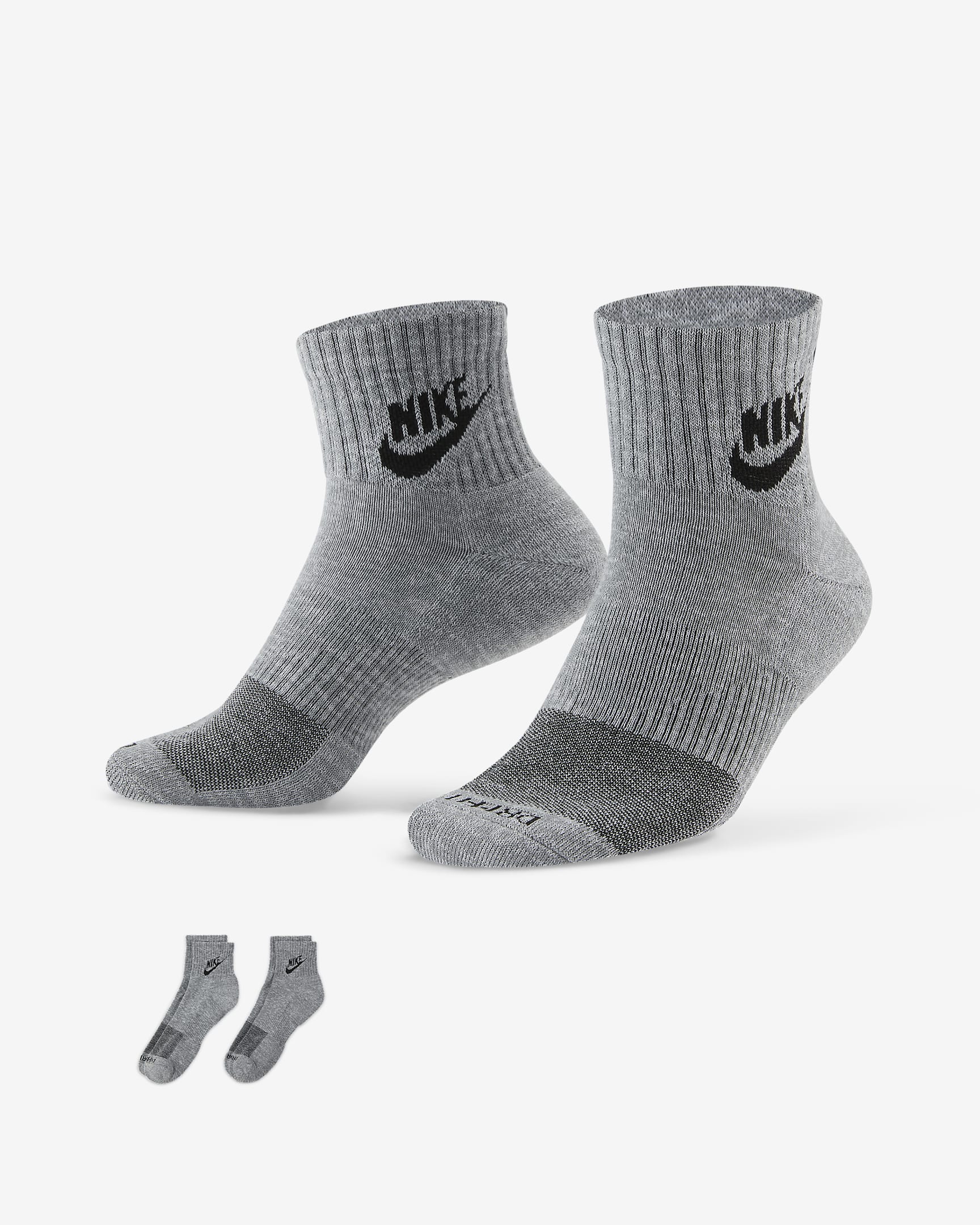 Nike Everyday Plus Cushioned Ankle Socks - Particle Grey/Black
