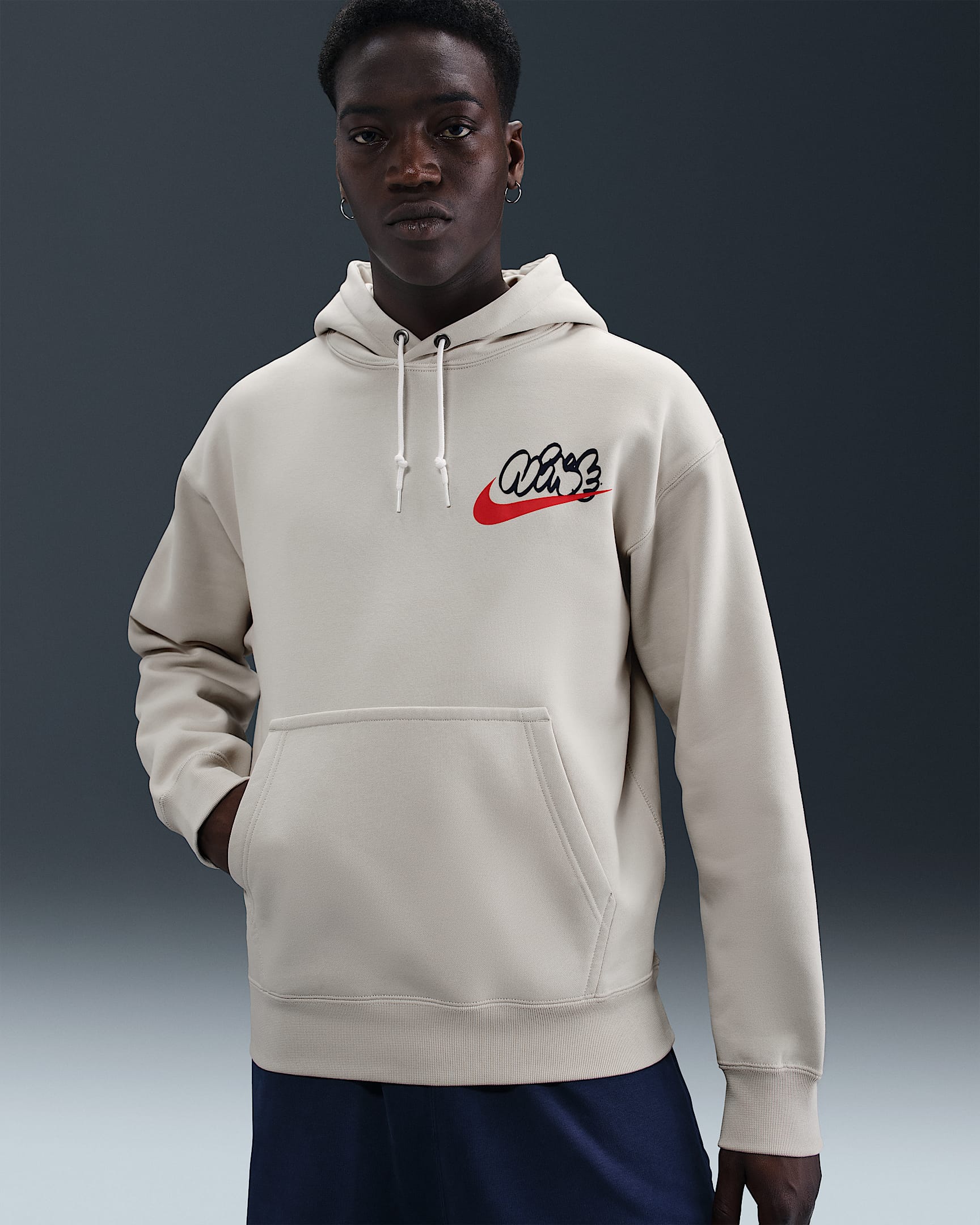 Nike Solo Swoosh Men's Fleece Hoodie - Light Orewood Brown