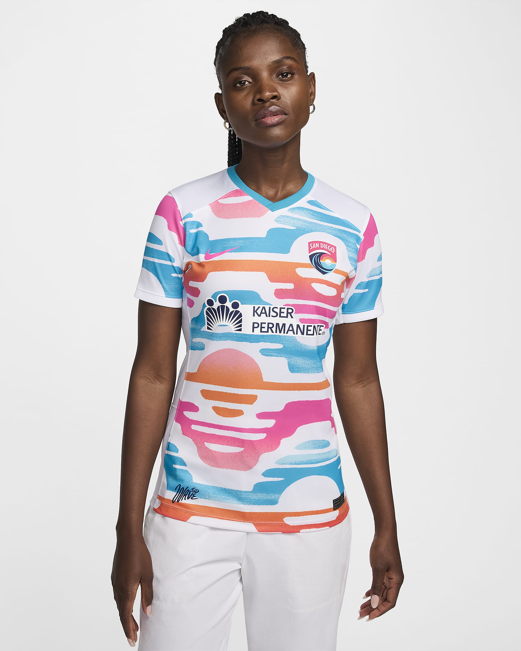 Jersey Nike Dri-FIT de la NWSL replica del San Diego Wave FC local 2024 Stadium para mujer - Blanco