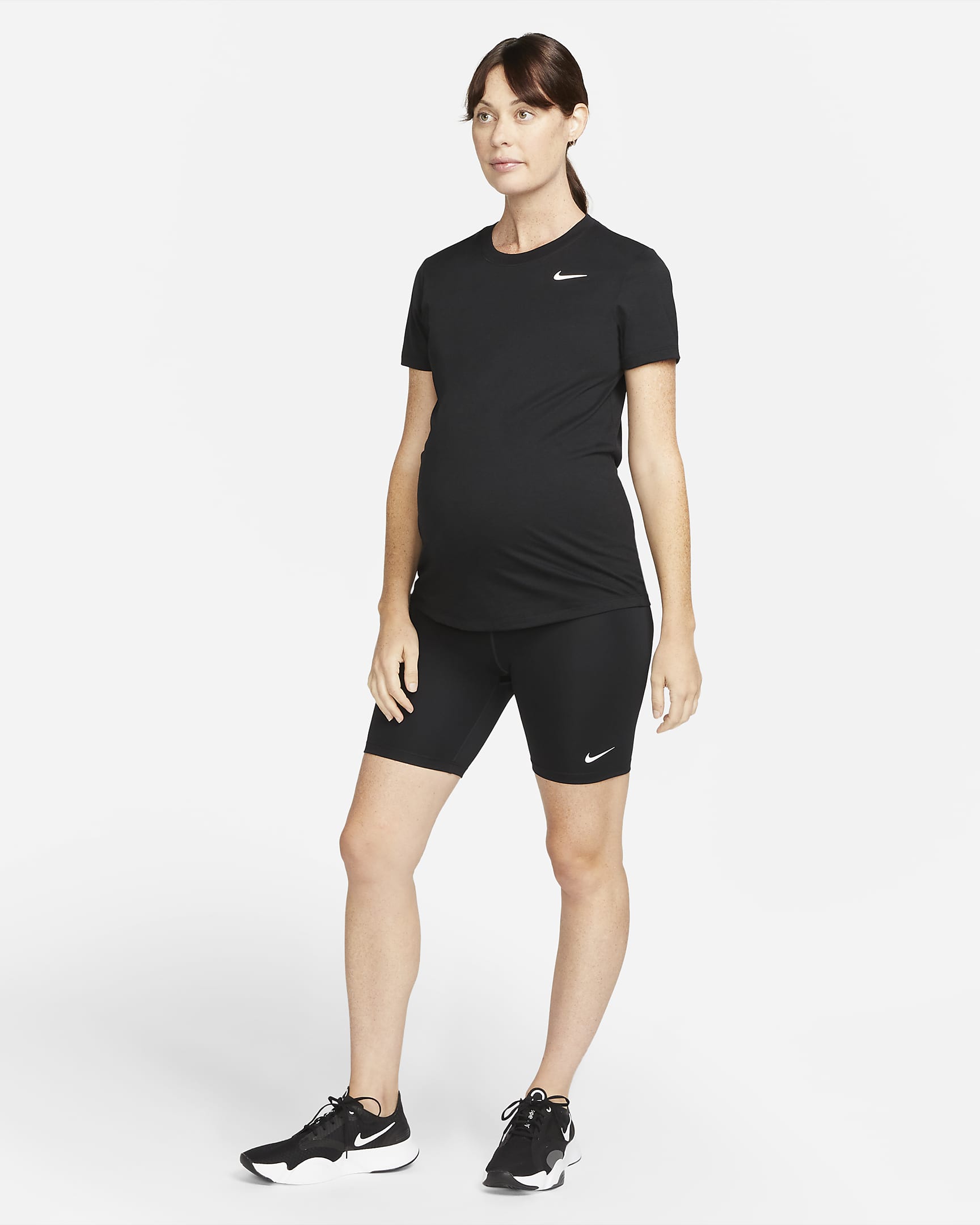 Nike One (M) sykkelshorts til dame (18 cm) (mammaklær) - Svart/Hvit