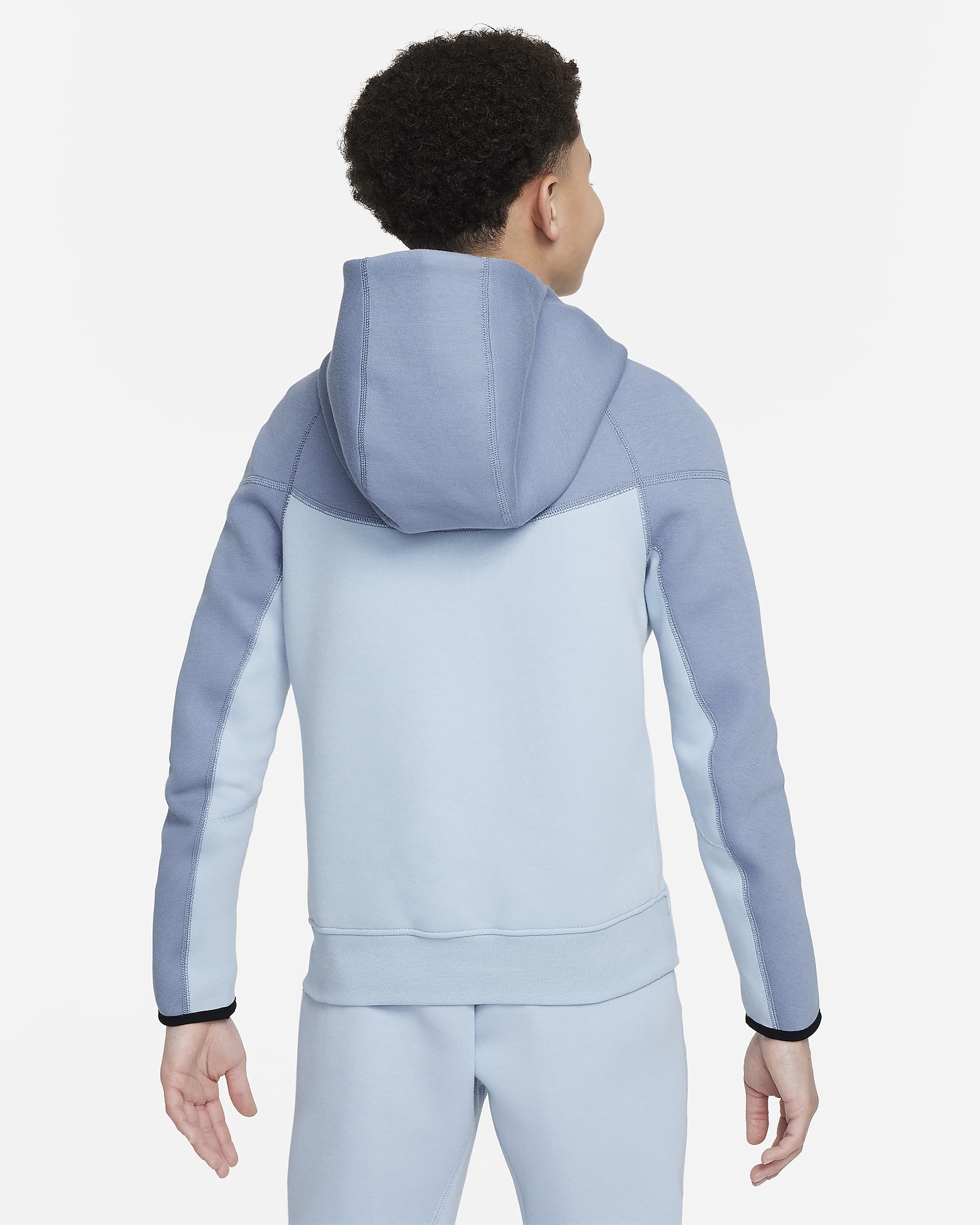 Nike Sportswear Tech Fleece Older Kids' (Boys') Full-Zip Hoodie - Ashen Slate/Light Armoury Blue/Black/White