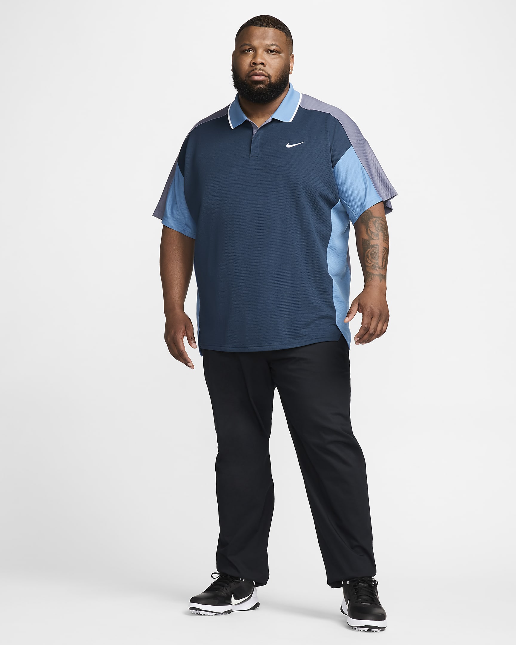 Golfpikétröja Nike Golf Club Dri-FIT för män - Armory Navy/Light Carbon/Aegean Storm/Vit