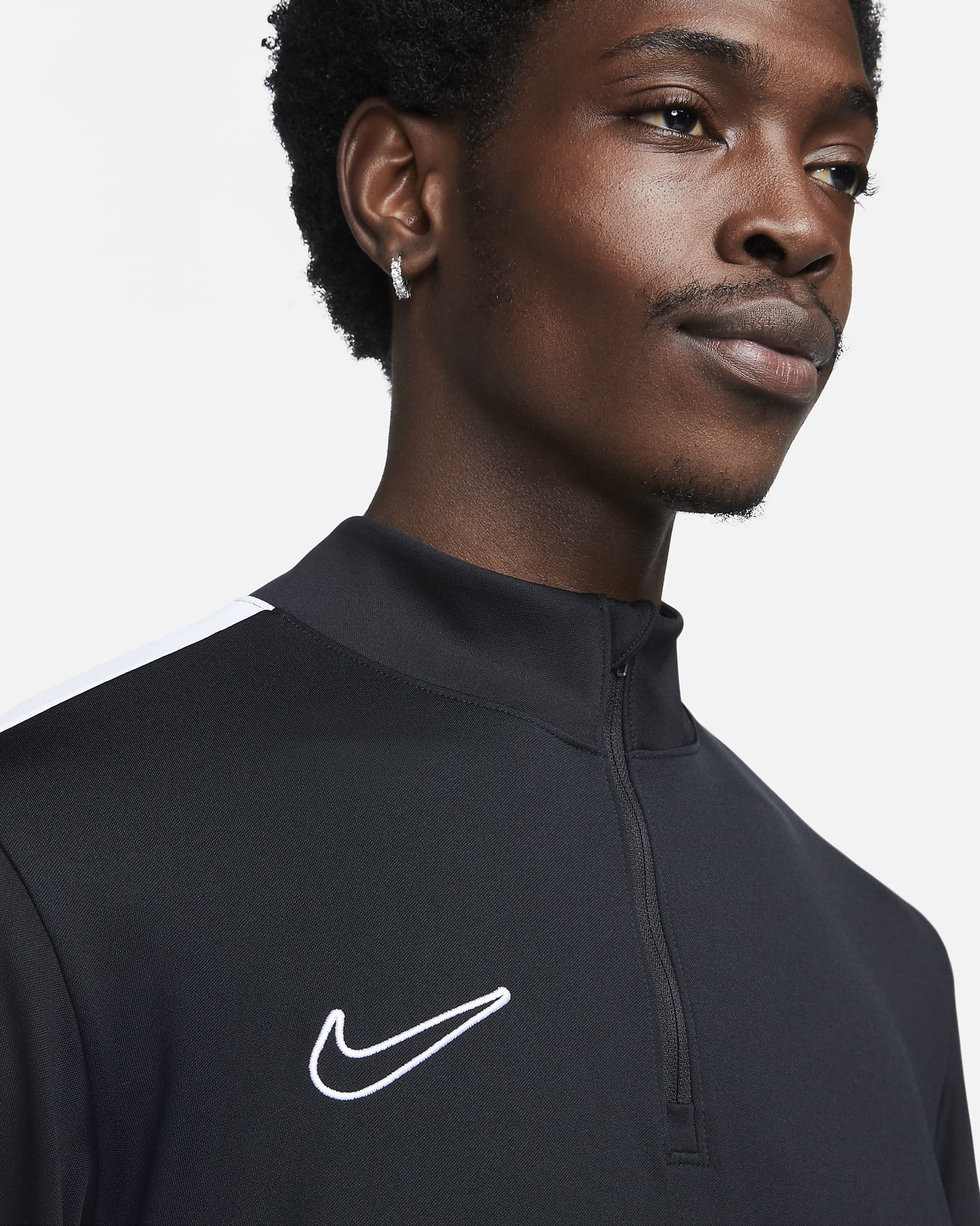 Fotbollströja med halv dragkedja Nike Academy Dri-FIT för män - Svart/Vit/Vit