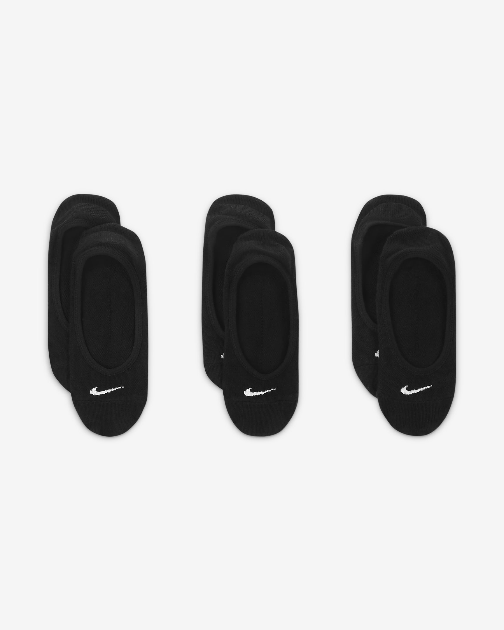 Damskie treningowe skarpety stopki Nike Everyday Lightweight (3 pary) - Czerń/Biel