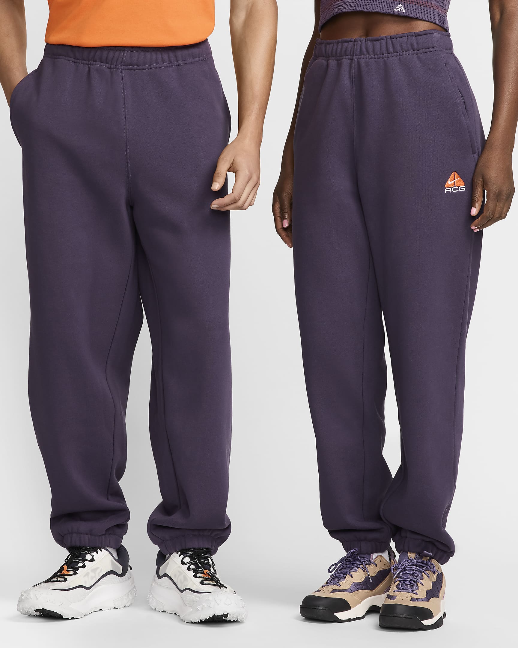 Nike ACG Lungs Therma-FIT Repel "Tuff Fleece" Pants - Dark Raisin/Safety Orange/Summit White