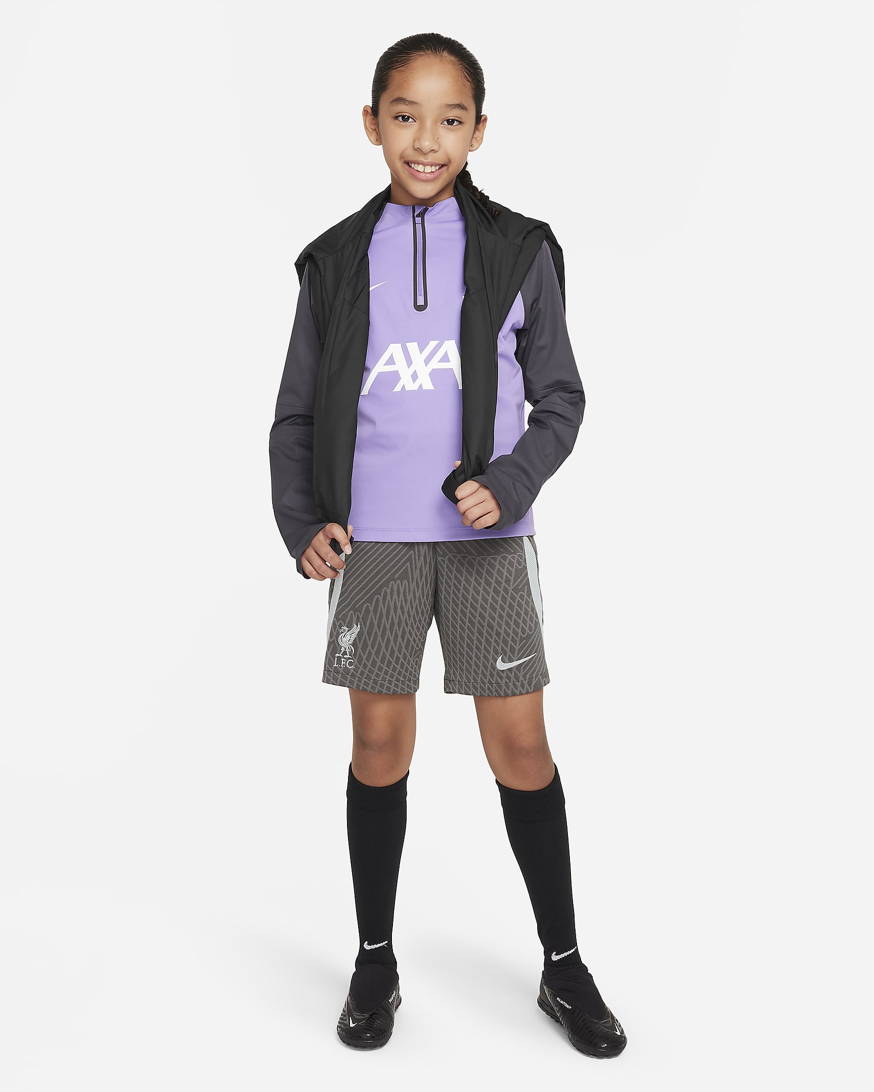 Liverpool F.C. Strike Older Kids' Nike Dri-FIT Football Shorts - Anthracite/Wolf Grey/Wolf Grey