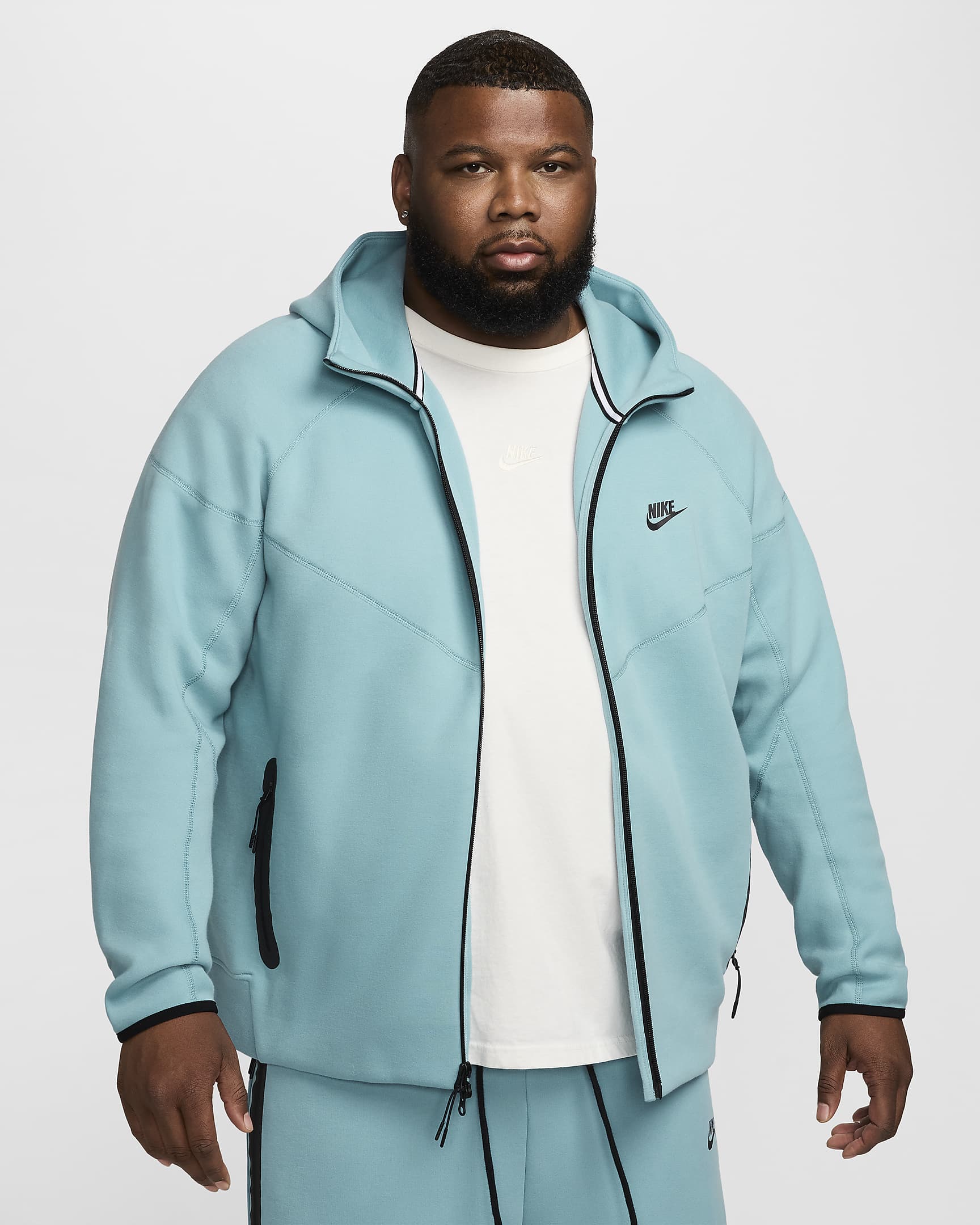 Nike Sportswear Tech Fleece Windrunner cipzáras, kapucnis férfipulóver - Denim Turquoise/Fekete