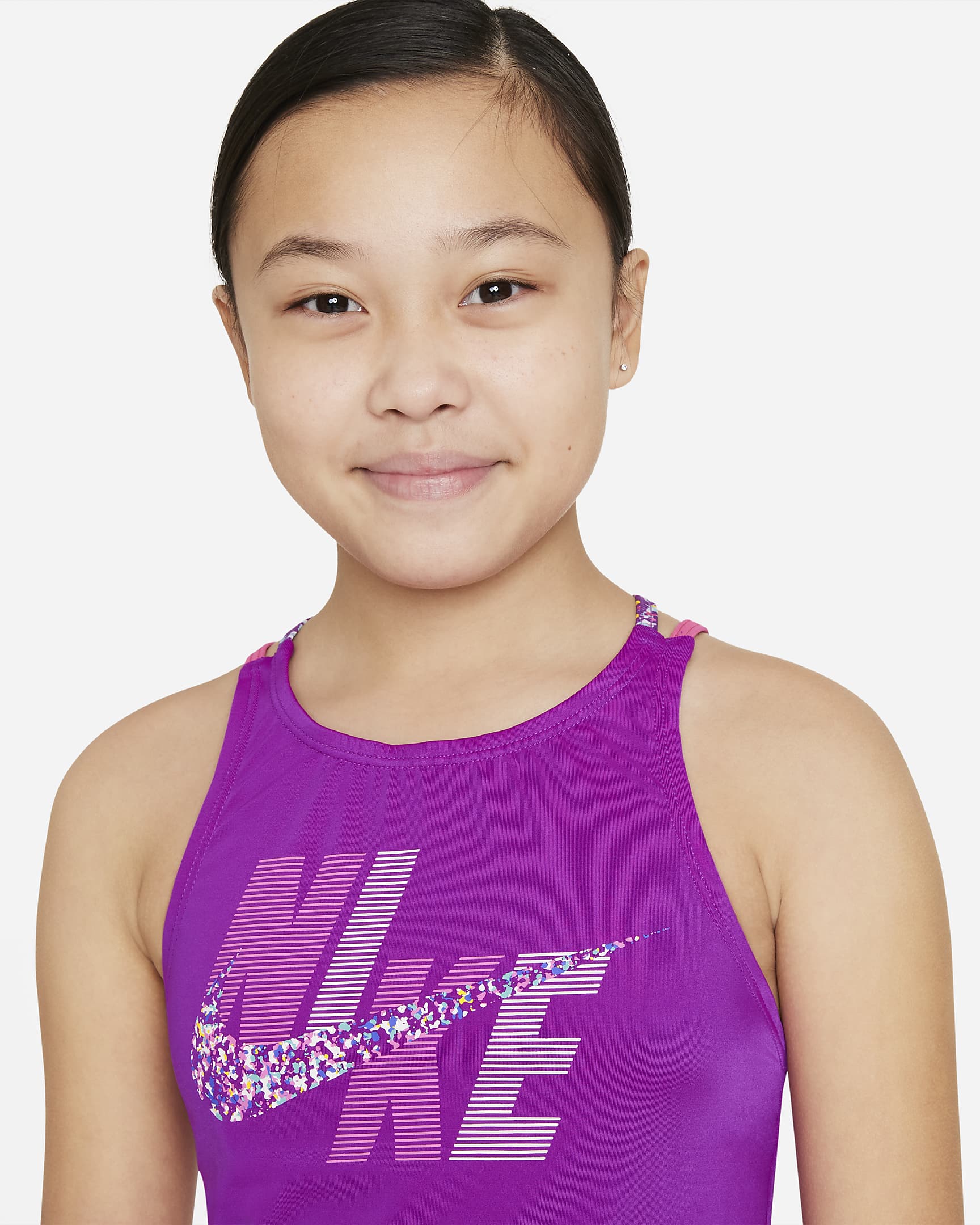 Nike Spiderback Big Kids' (Girls') Tankini - Vivid Purple