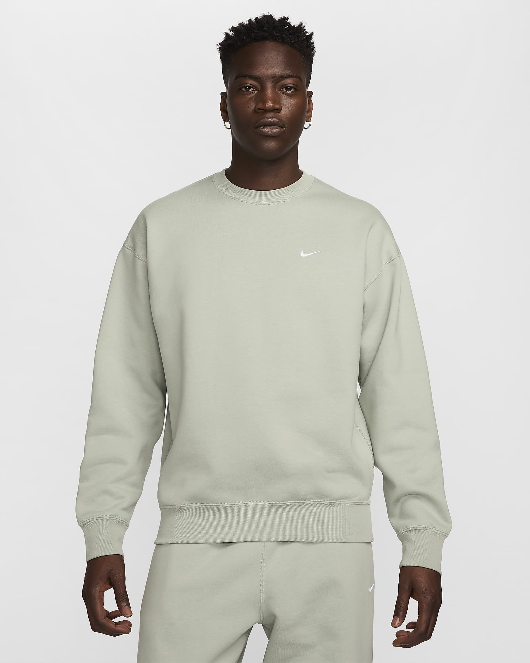 Maglia a girocollo in fleece Nike Solo Swoosh – Uomo - Jade Horizon/Bianco